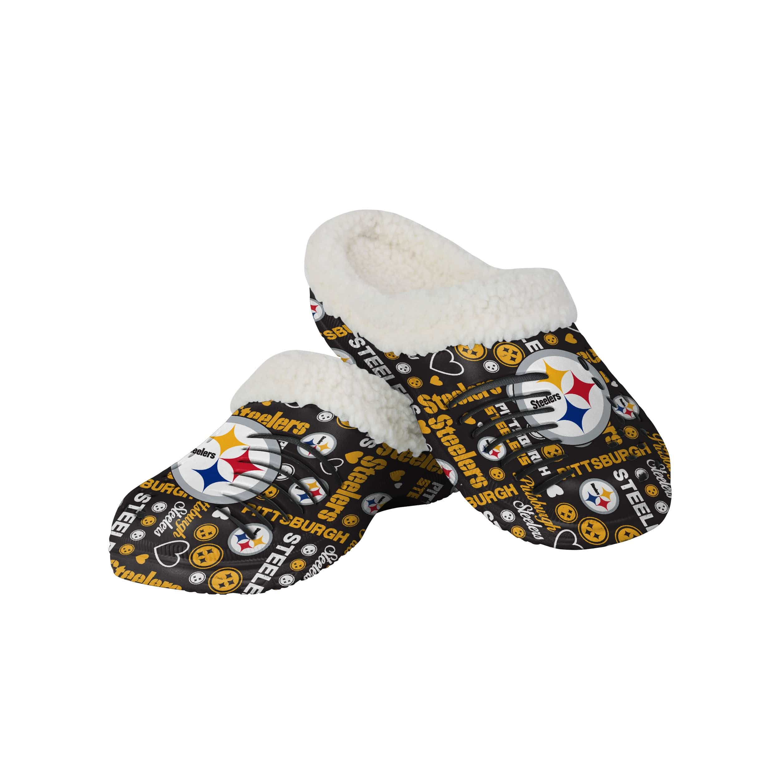 Pittsburgh Steelers NFL Womens Sherpa Lined Logo Love Clog