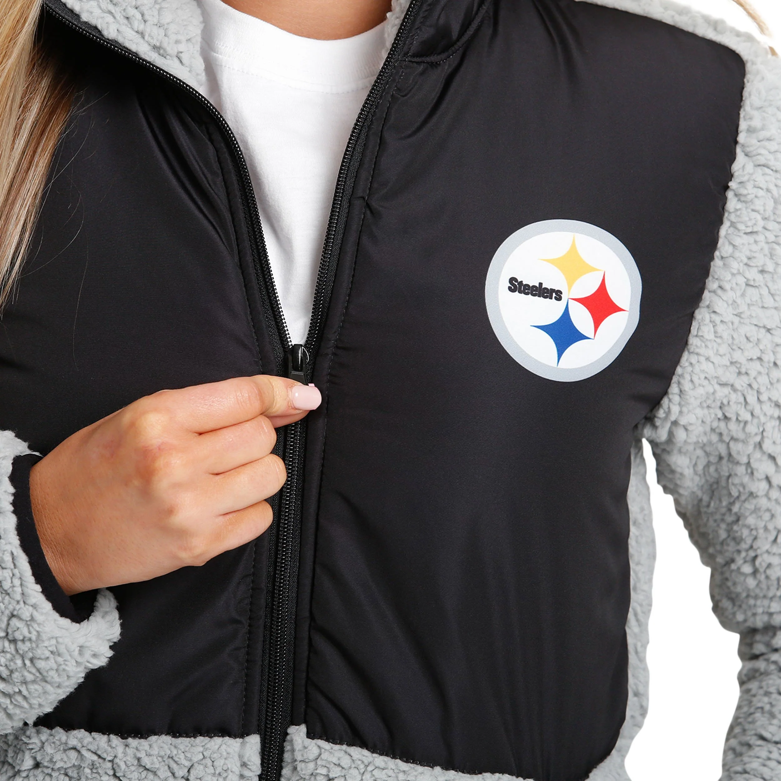 Pittsburgh Steelers NFL Womens Sherpa Soft Zip Up Jacket - Image 3