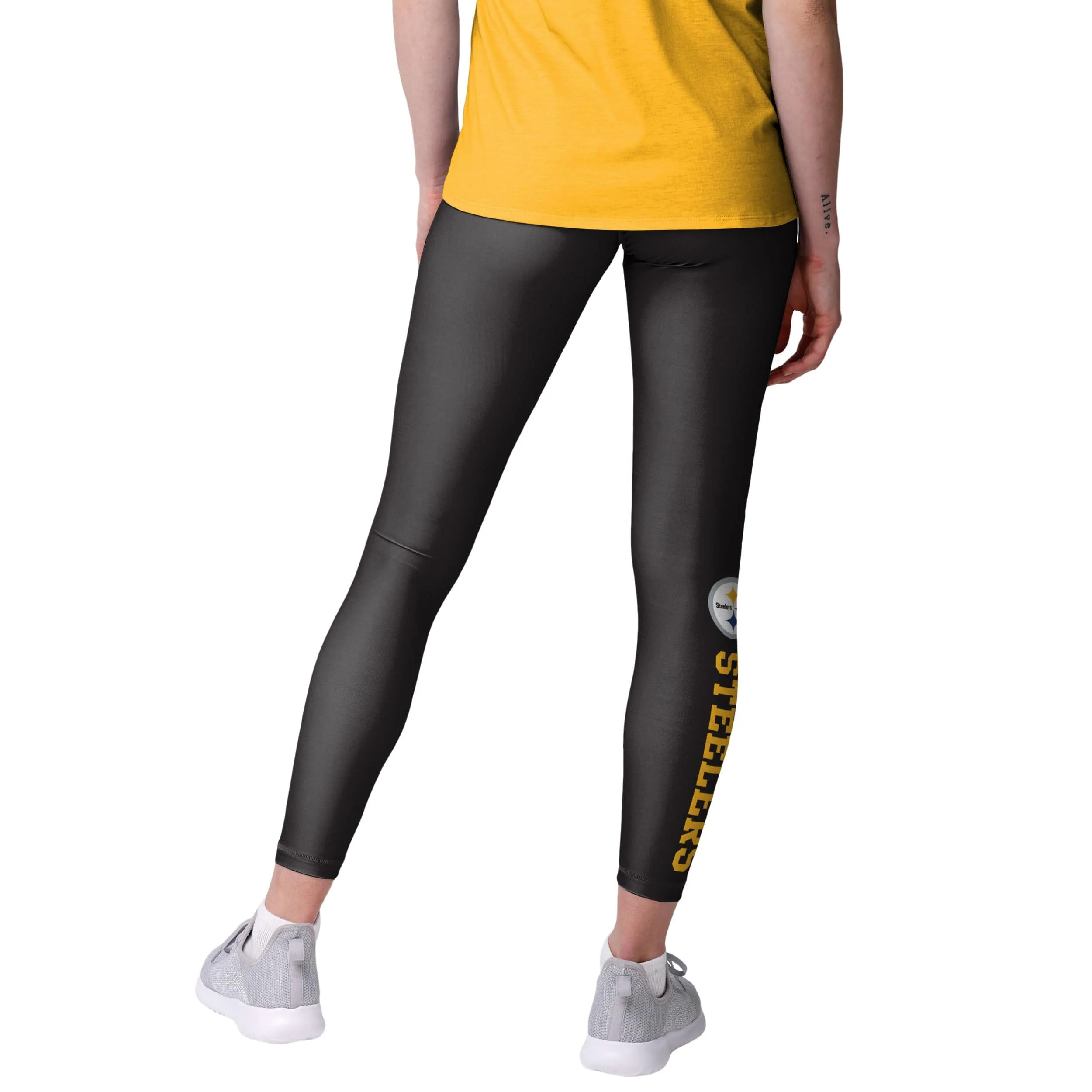 Pittsburgh Steelers NFL Womens Solid Wordmark Leggings - Image 2