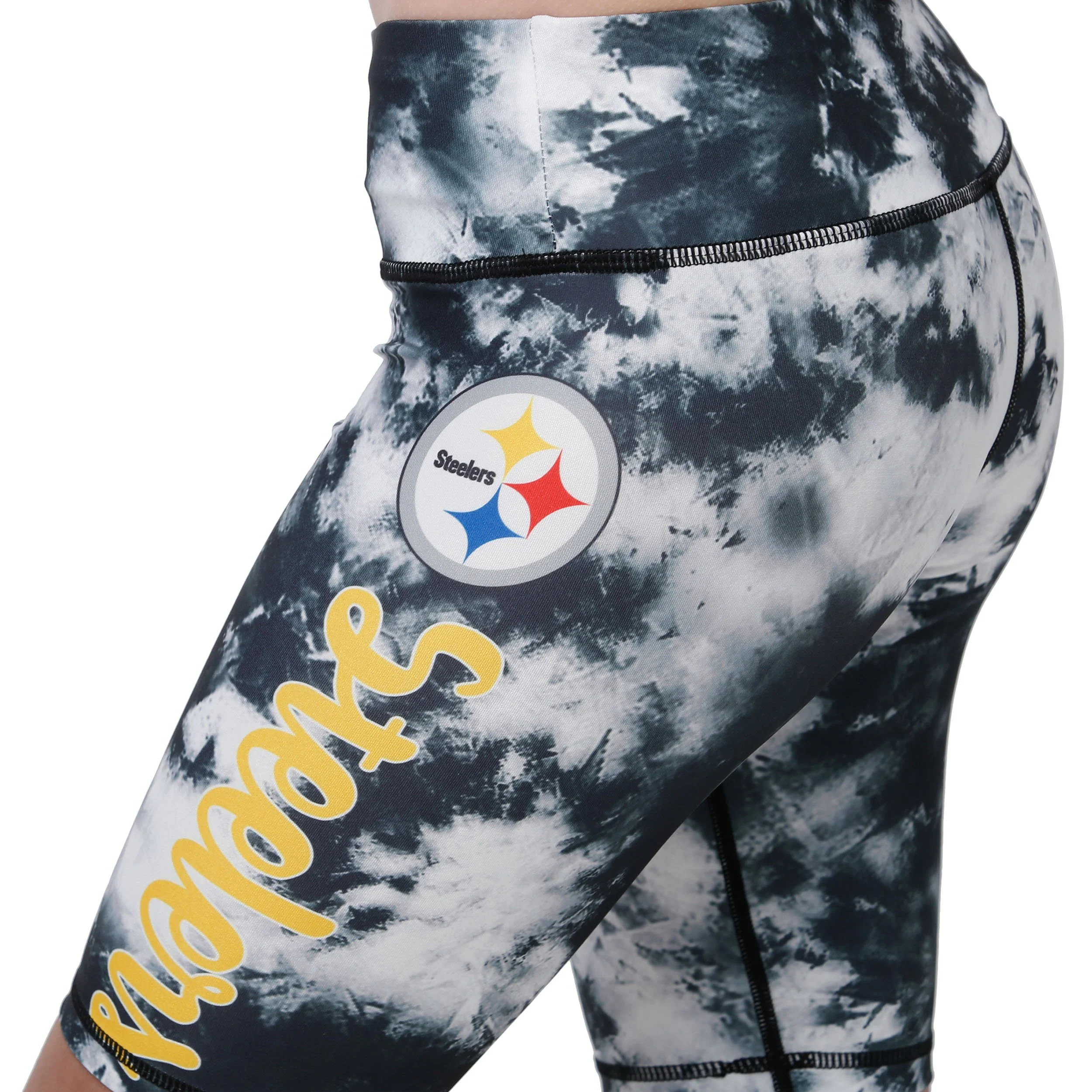Pittsburgh Steelers NFL Womens Team Color Tie-Dye Bike Shorts - Image 3
