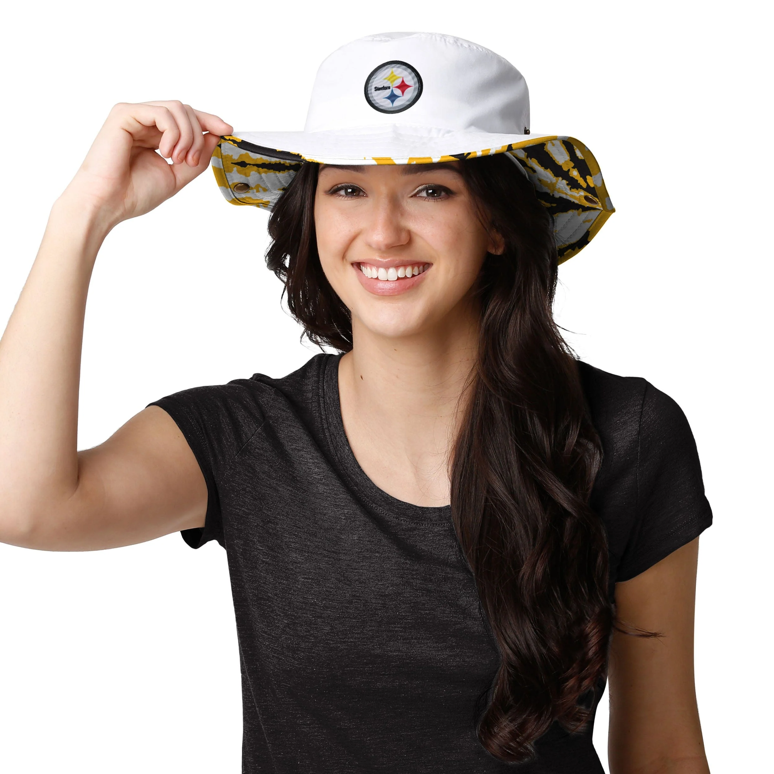 Pittsburgh Steelers NFL Womens White Hybrid Boonie Hat - Image 2