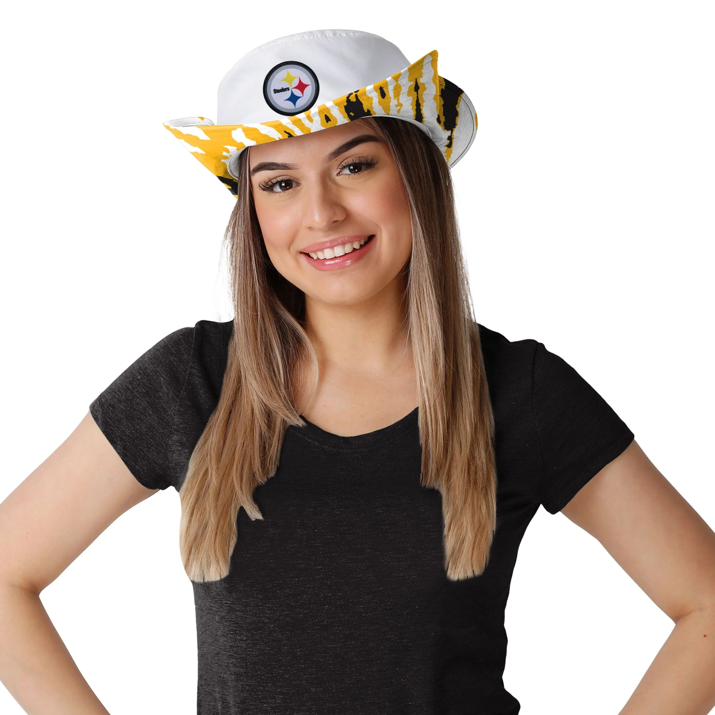 Pittsburgh Steelers NFL Womens White Hybrid Boonie Hat - Image 4