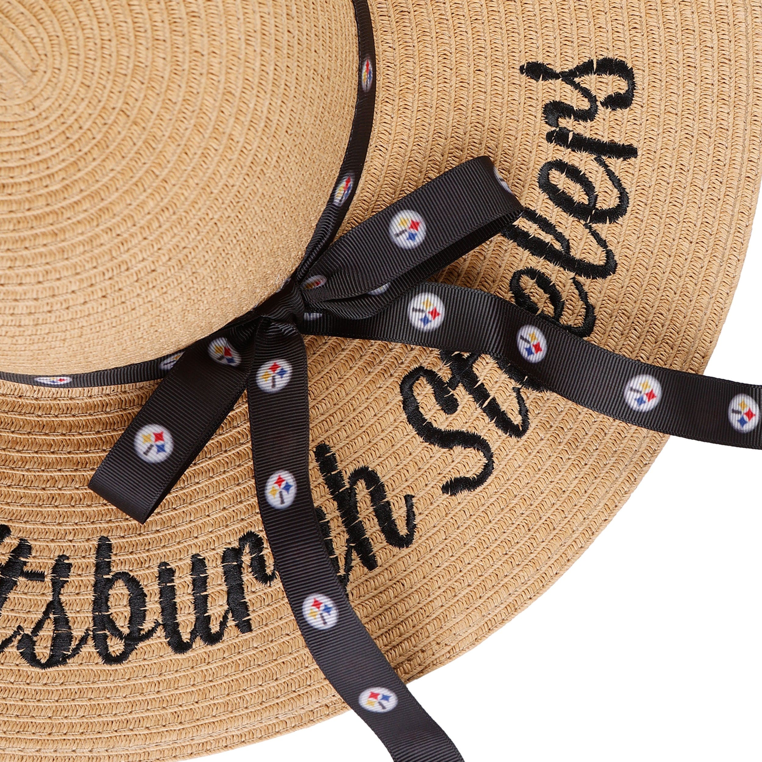 Pittsburgh Steelers NFL Womens Wordmark Beach Straw Hat - Image 2