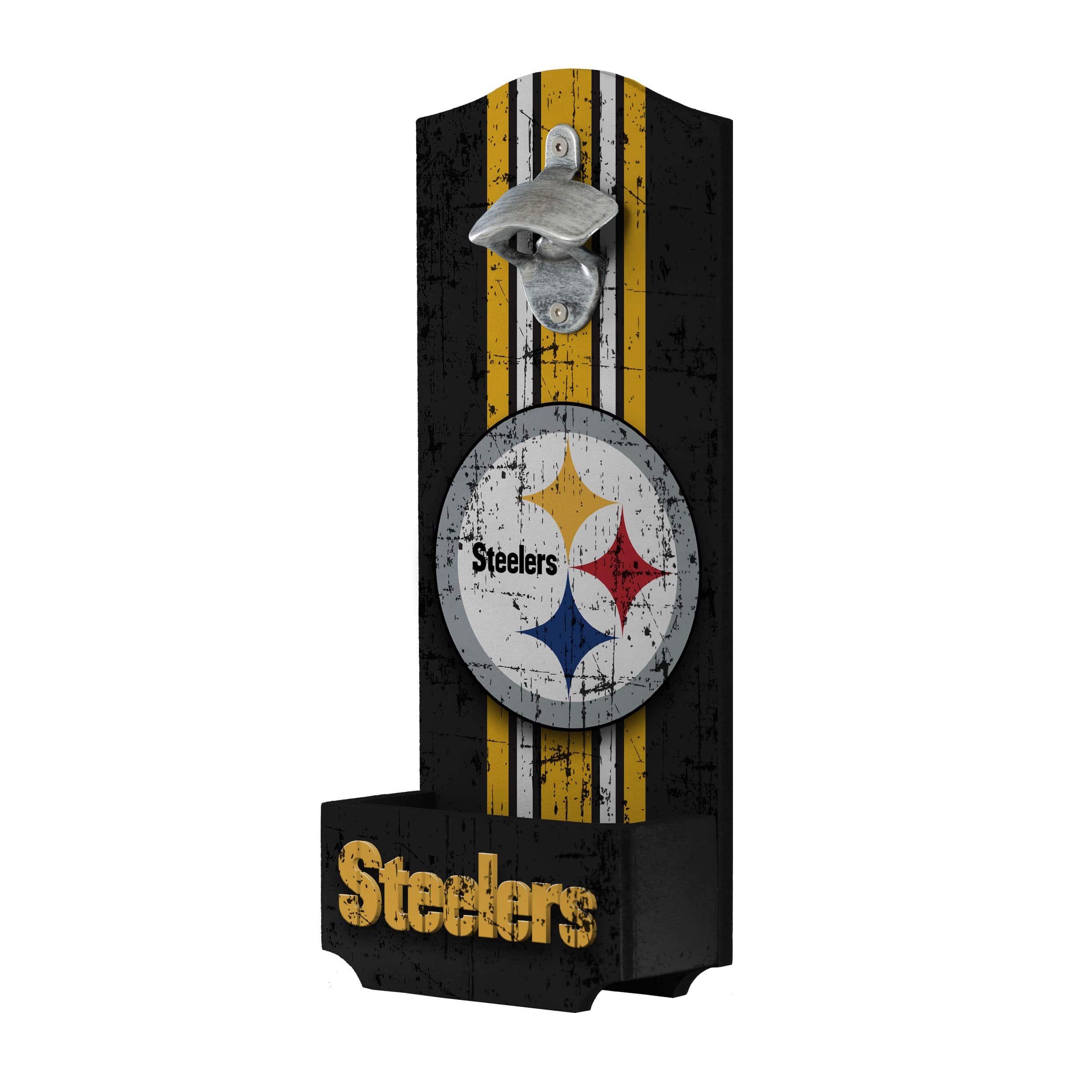 Pittsburgh Steelers NFL Wooden Bottle Cap Opener Sign