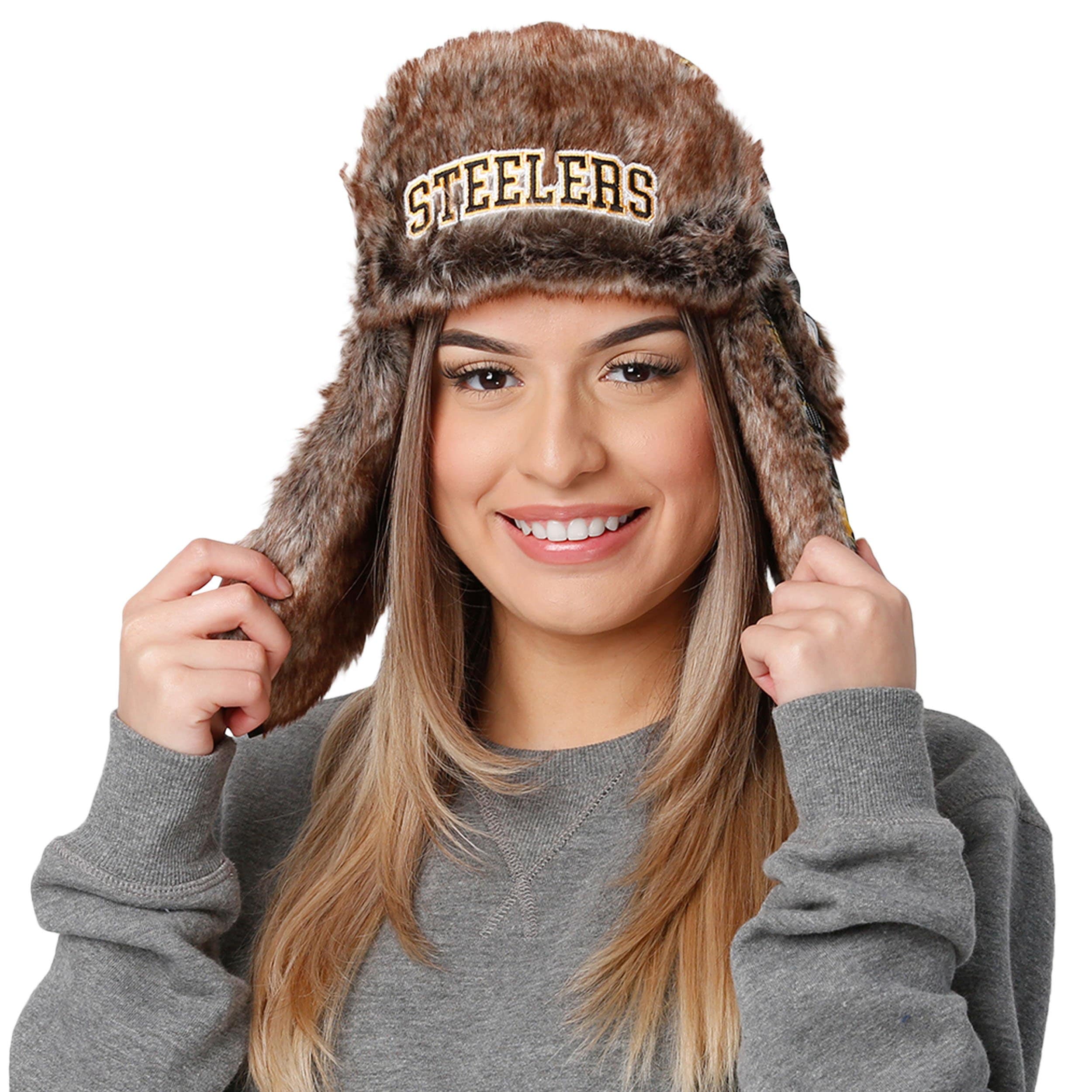 Pittsburgh Steelers NFL Wordmark Flannel Trapper Hat - Image 2