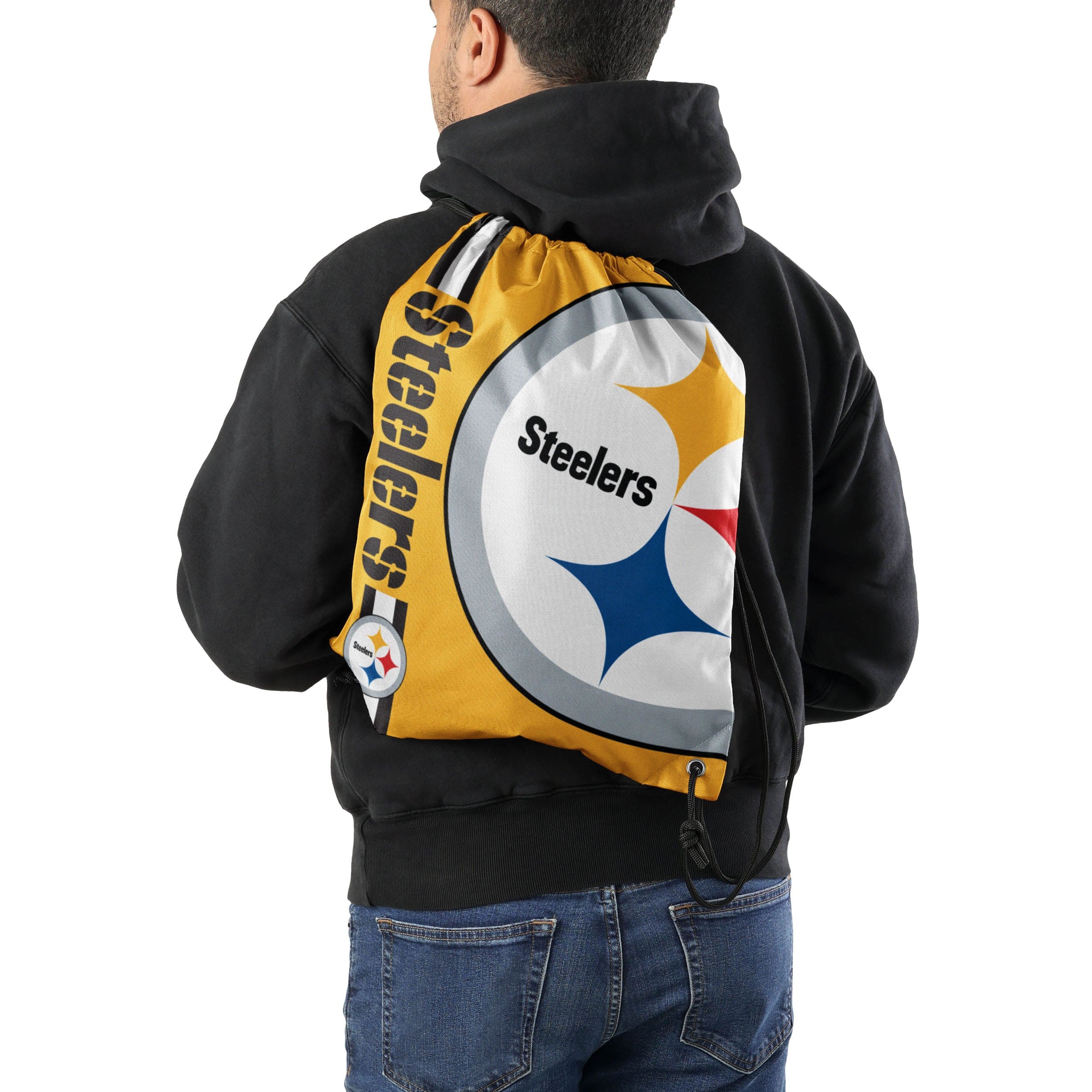 Pittsburgh Steelers NFL Yellow Alternate Color Big Logo Drawstring Backpack - Image 2