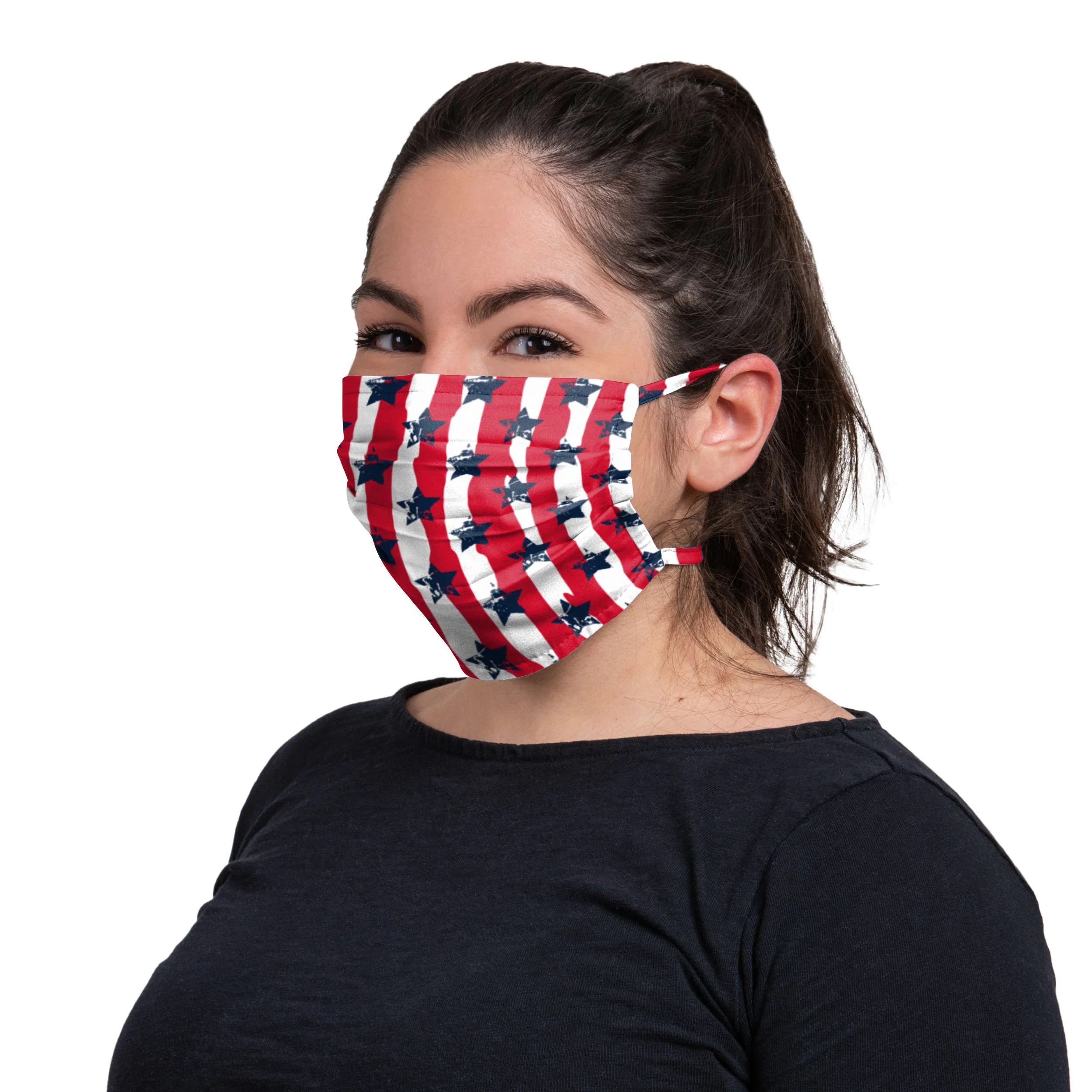 Pleated Stars & Stripes Tie-Back Face Cover - Image 3