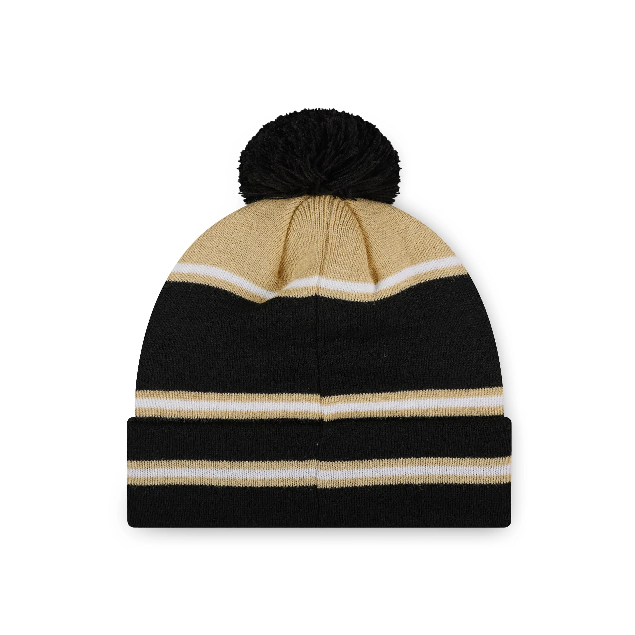 Purdue Boilermakers NCAA Big Wordmark Stripe Pom Beanie - Image 2