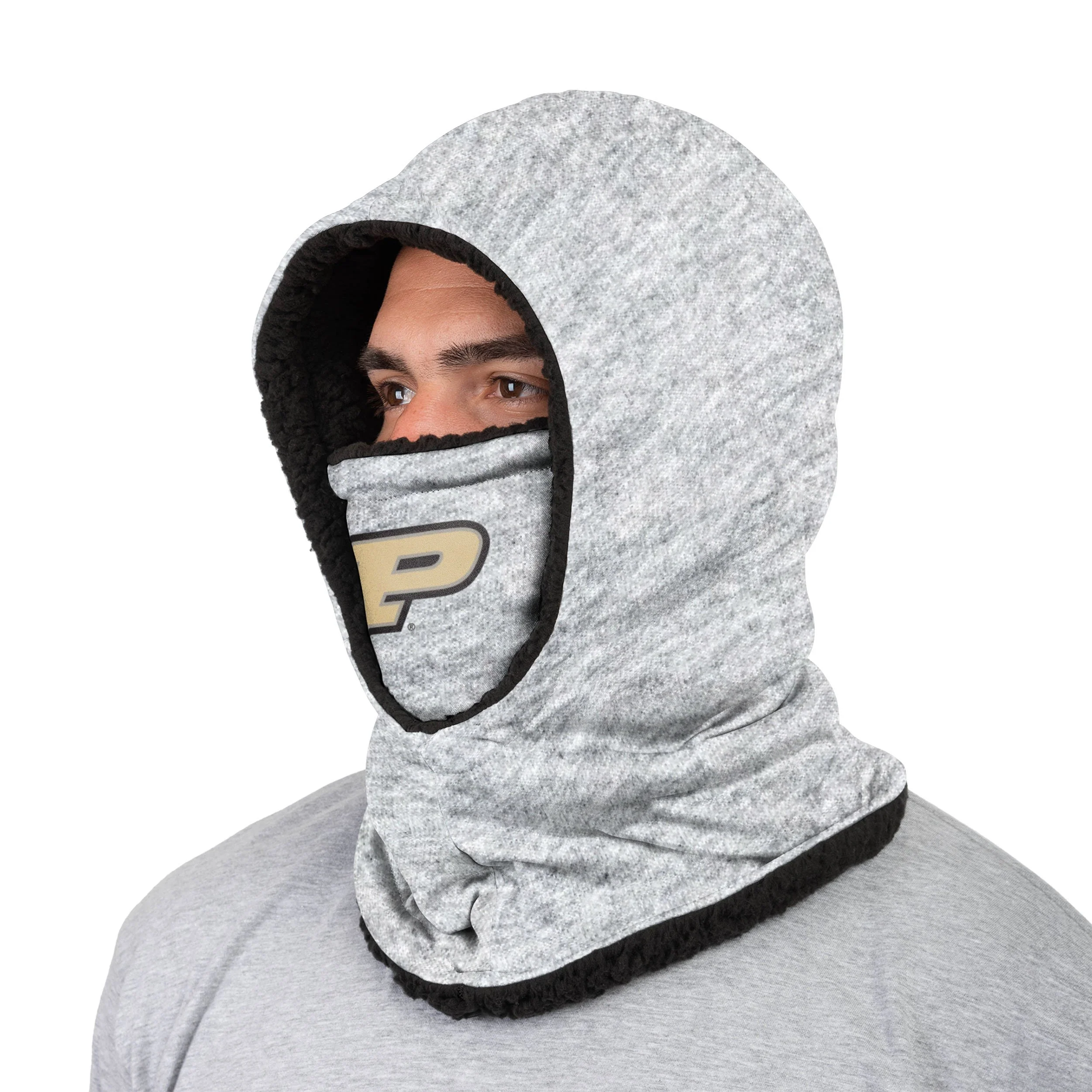 Purdue Boilermakers NCAA Heather Grey Big Logo Hooded Gaiter - Image 2