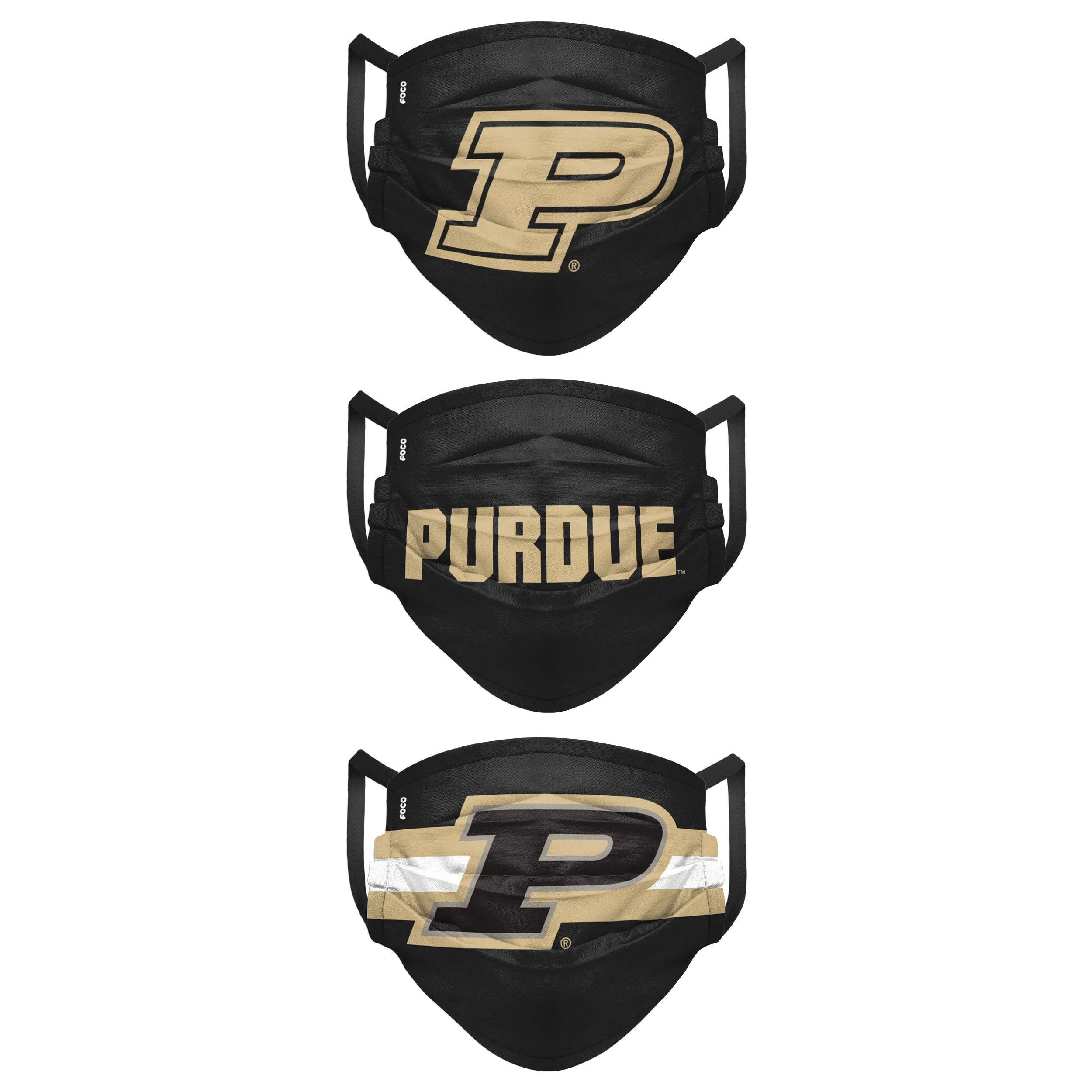 Purdue Boilermakers NCAA Mens Matchday 3 Pack Face Cover - Image 2