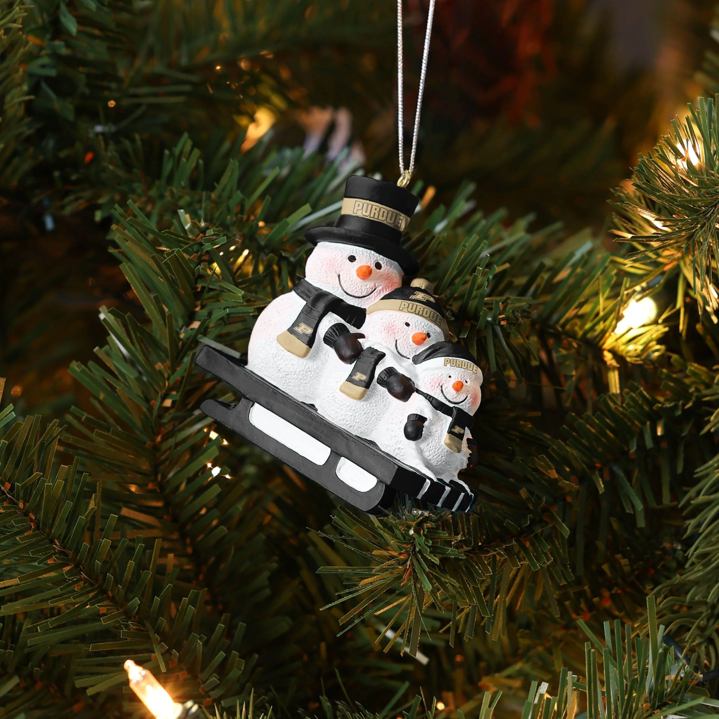 Purdue Boilermakers NCAA Sledding Snowmen Ornament - Image 4