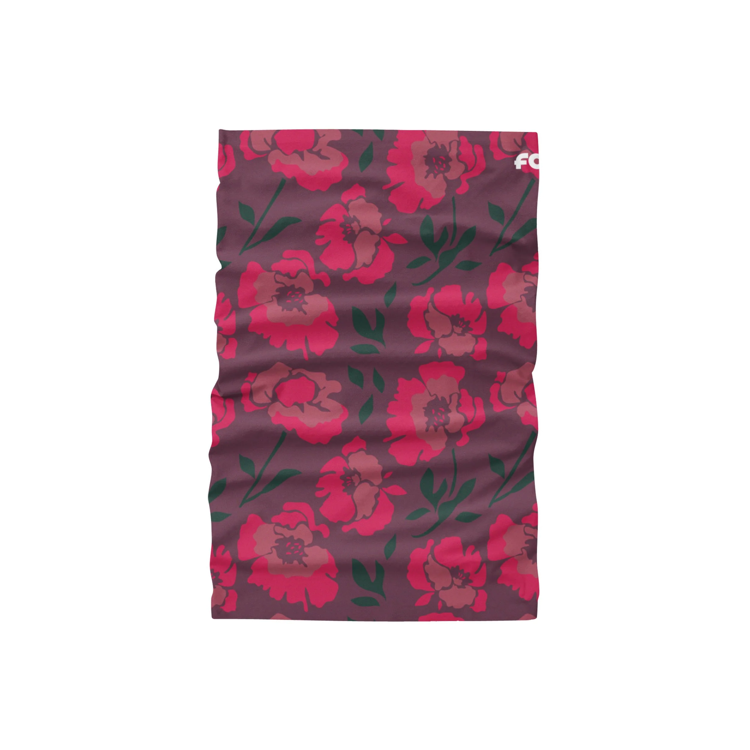 Red Flower Brushed Polyester Gaiter Scarf - Image 2