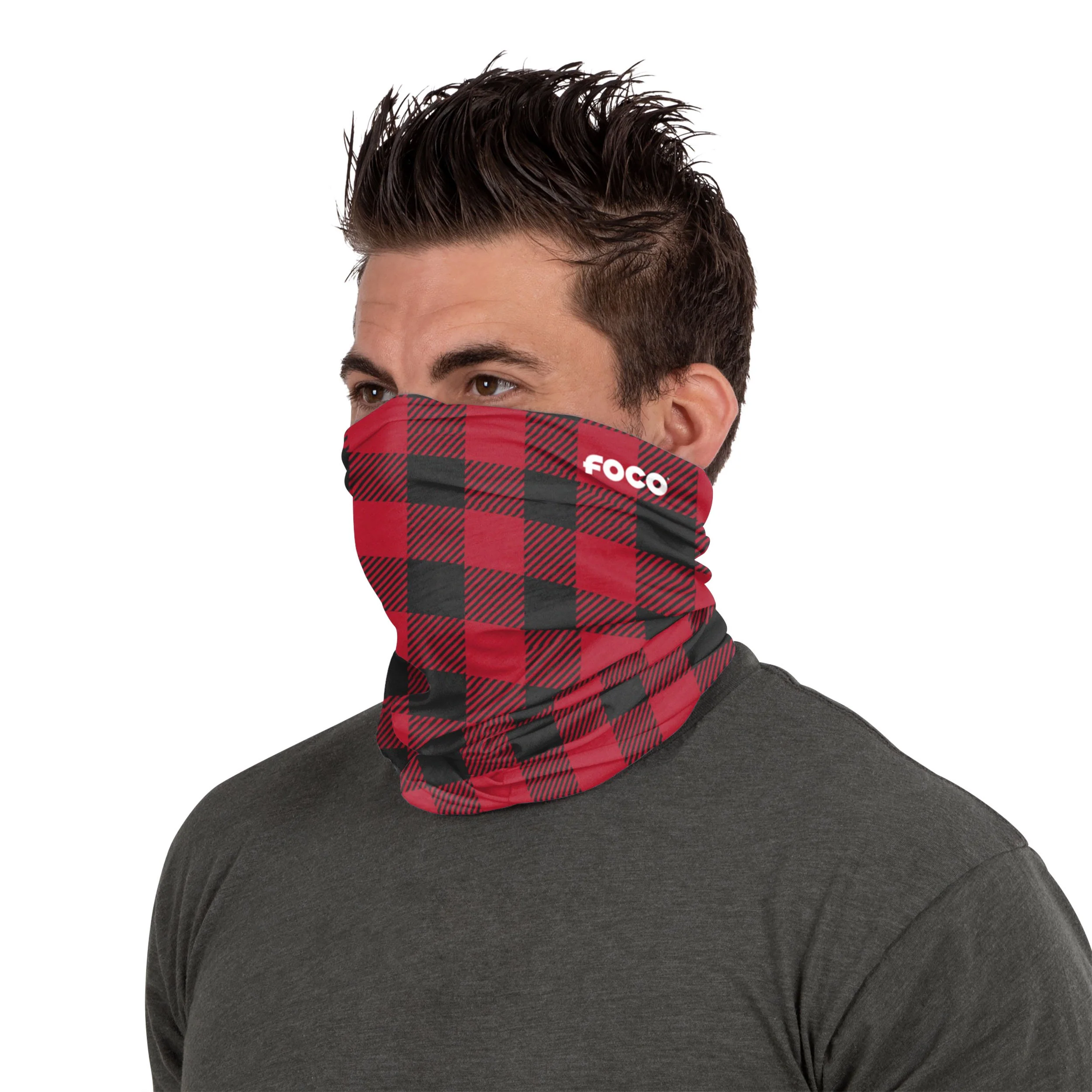 Red Plaid Polyfleece Gaiter Scarf - Image 2