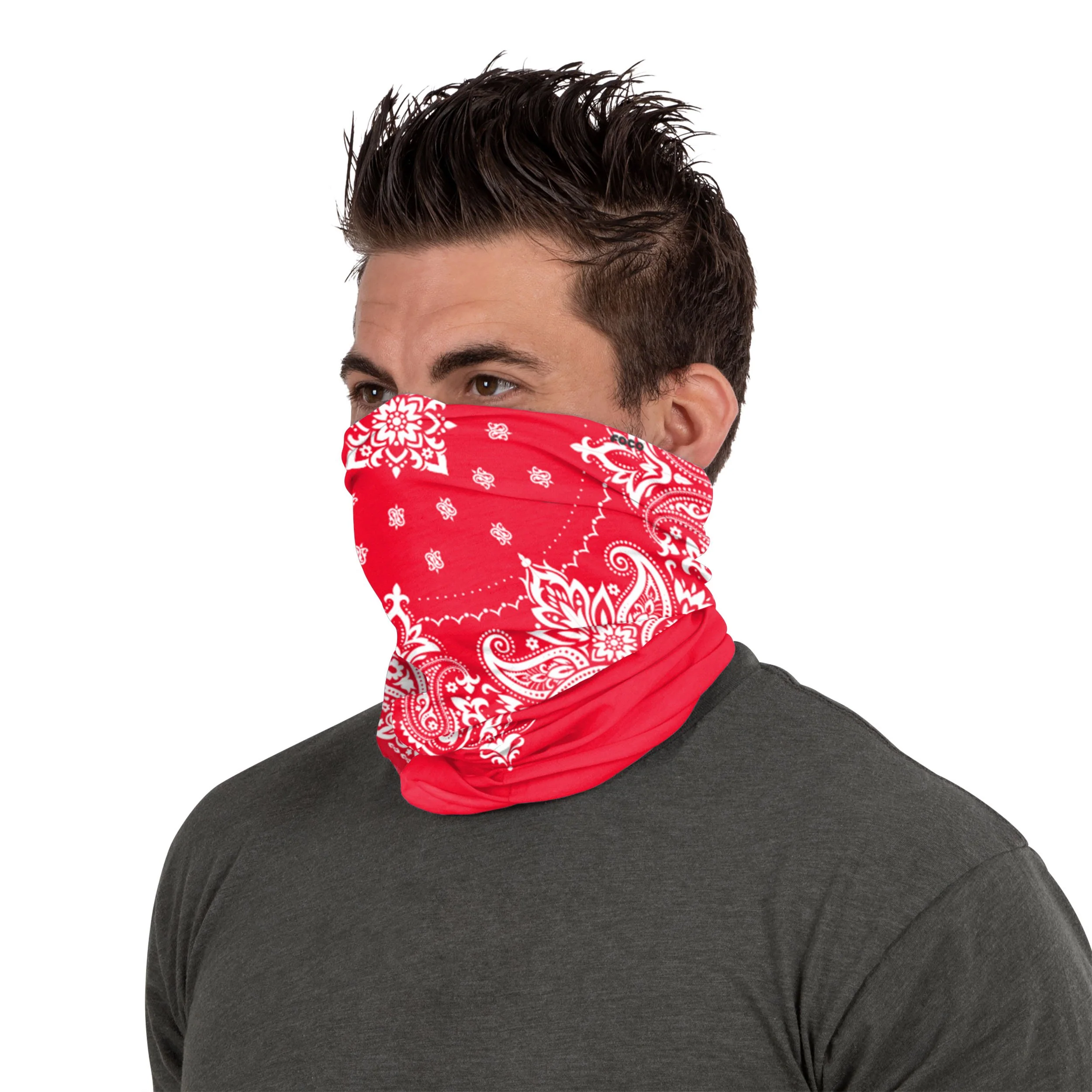 Red & White Bandana Gaiter Scarf - Image 3