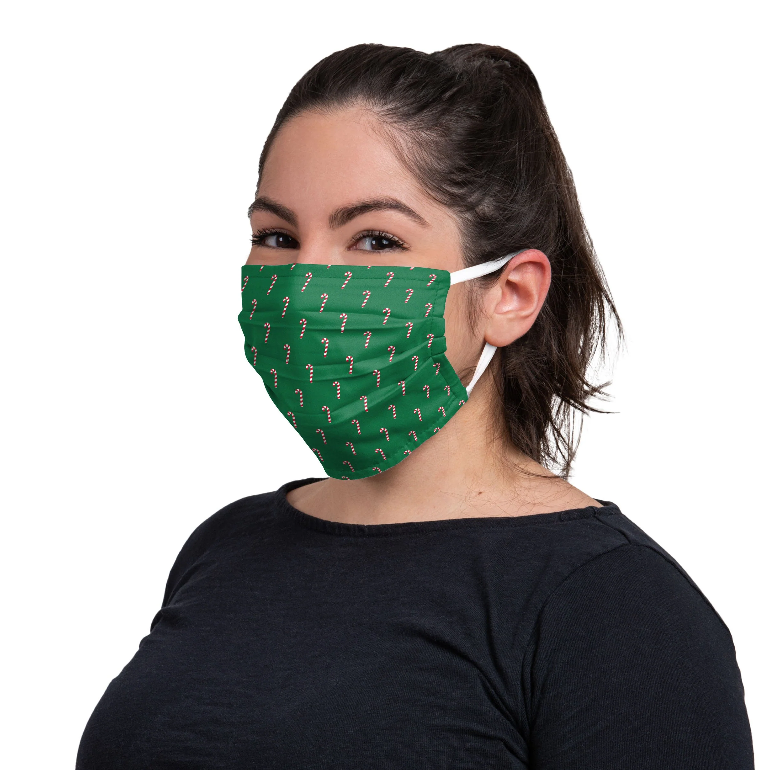 Repeat Candy Cane Pleated Face Cover - Image 3