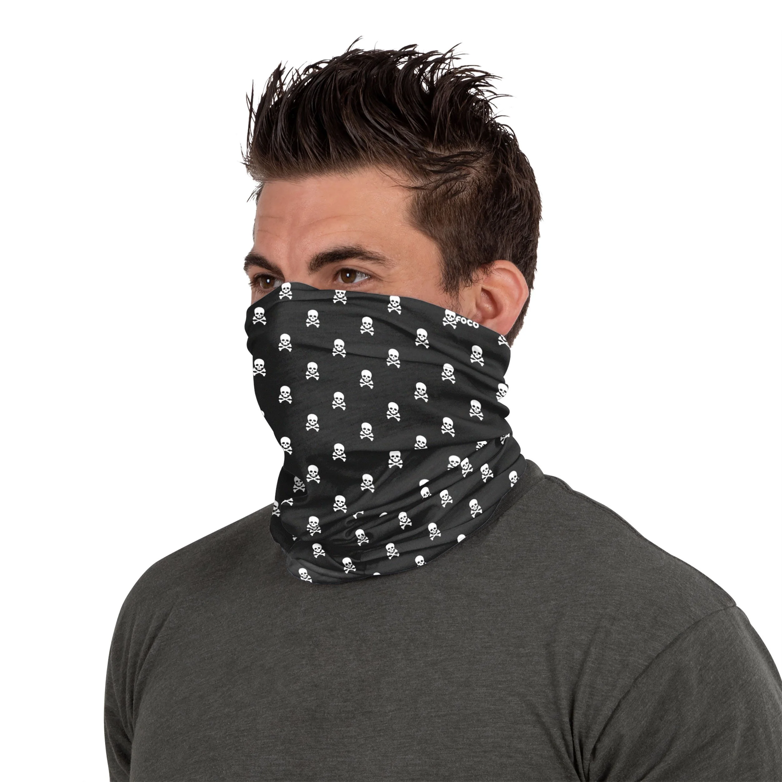 Repeat Skull Brushed Polyester Gaiter Scarf - Image 3