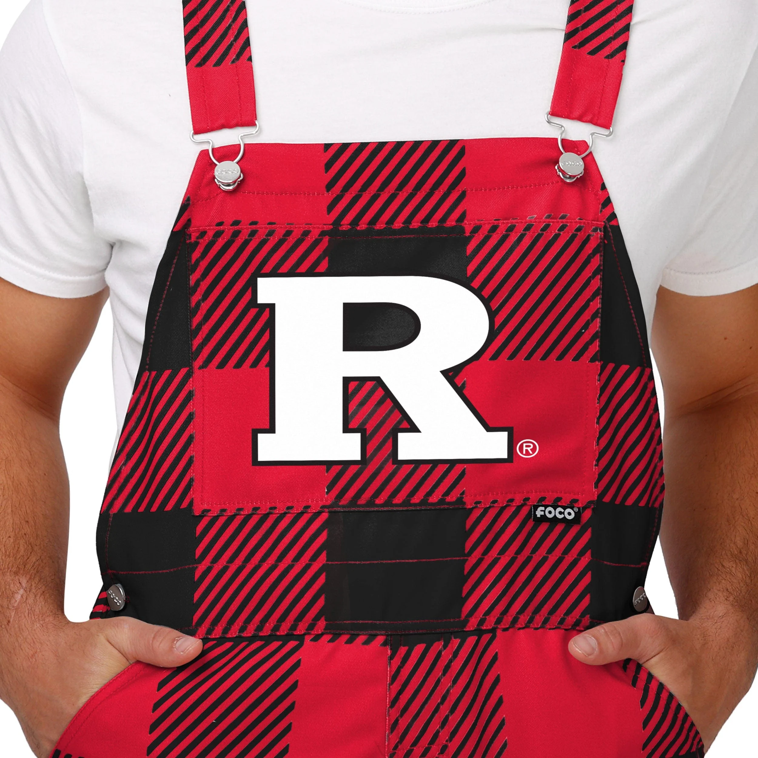 Rutgers Scarlet Knights NCAA Mens Plaid Bib Overalls - Image 4