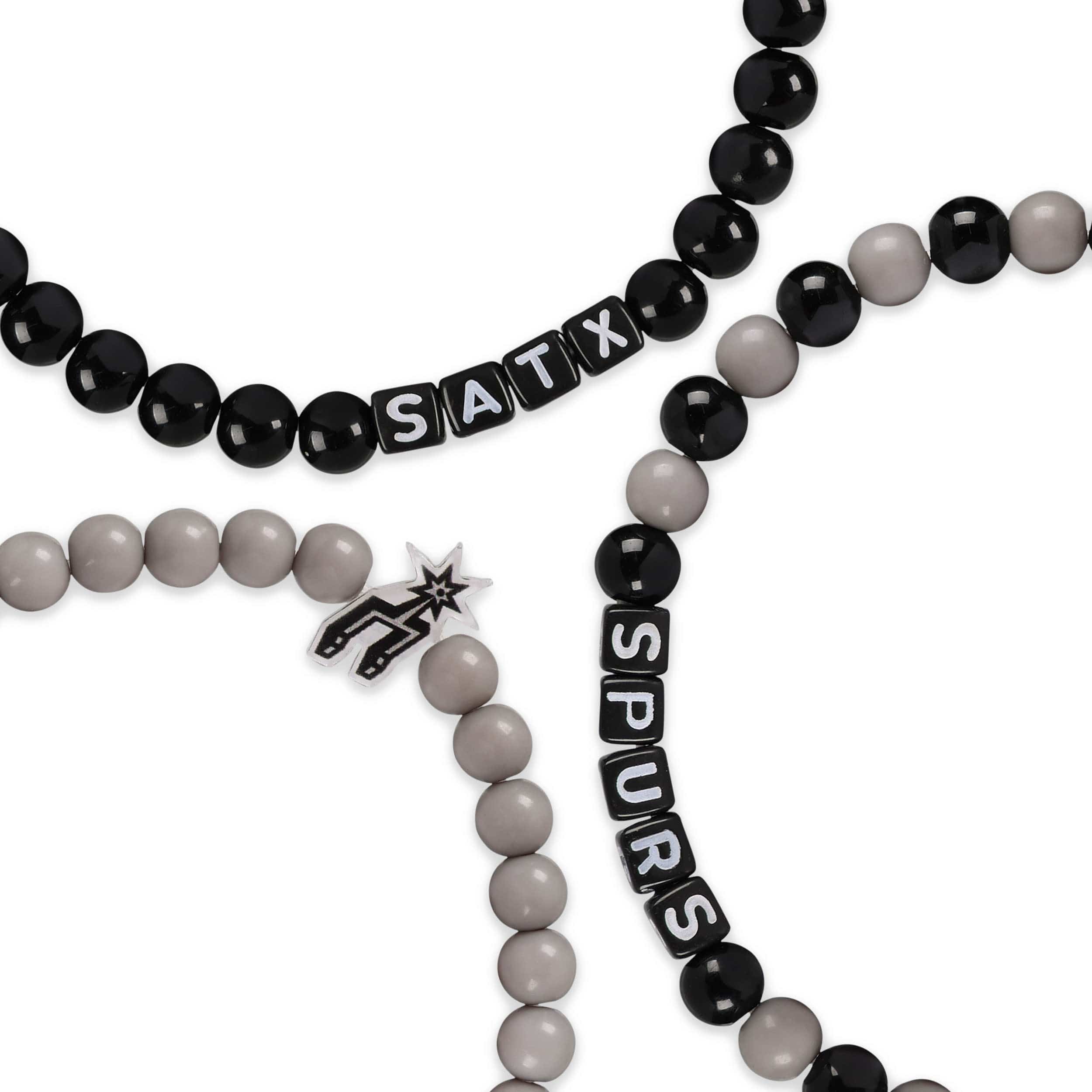 San Antonio Spurs NBA 3 Pack Beaded Friendship Bracelet - Image 2