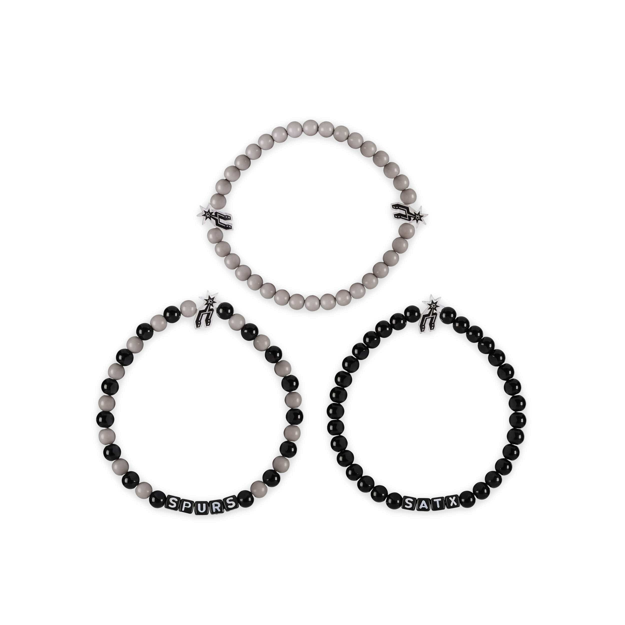 San Antonio Spurs NBA 3 Pack Beaded Friendship Bracelet - Image 3