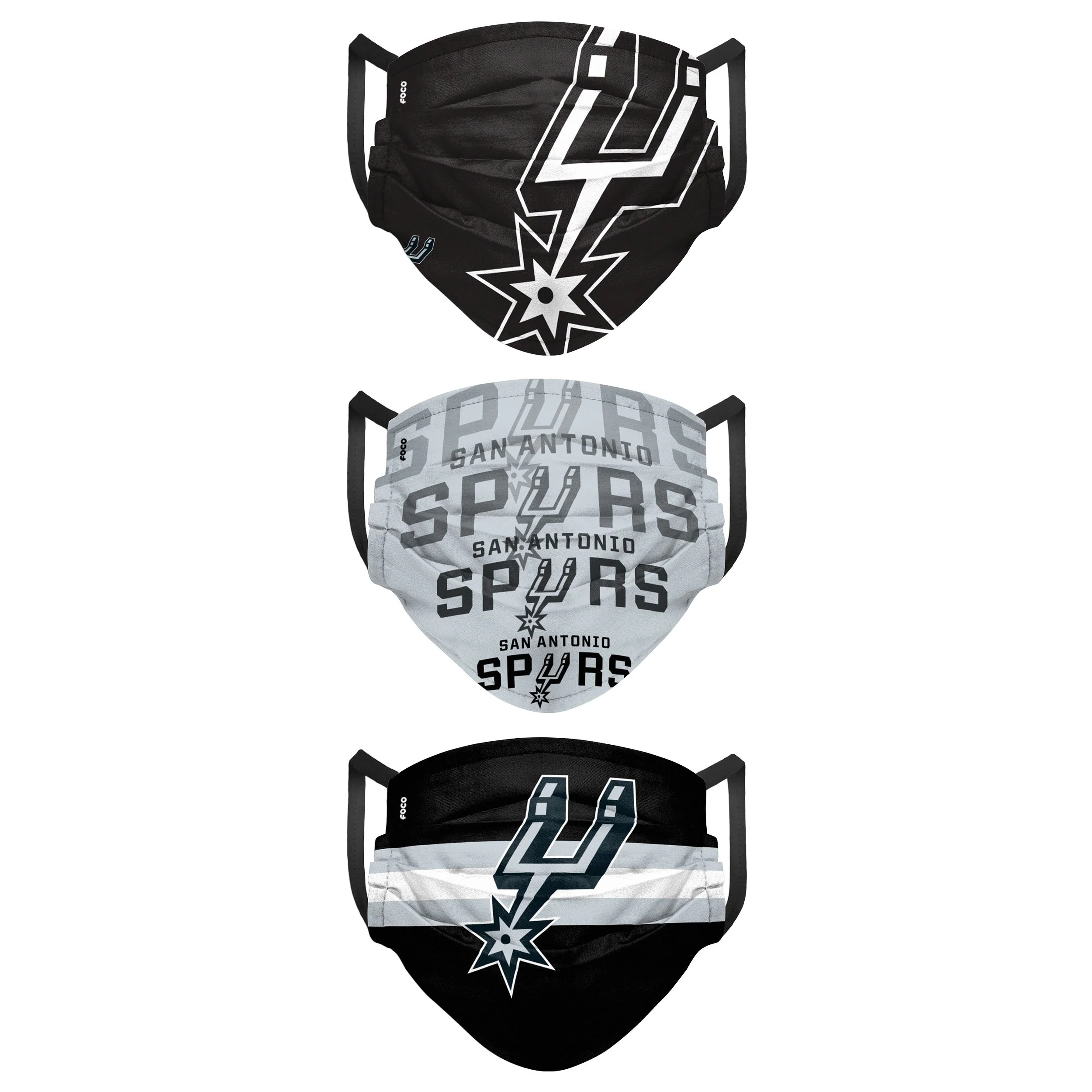 San Antonio Spurs NBA Mens Matchday 3 Pack Face Cover - Image 2