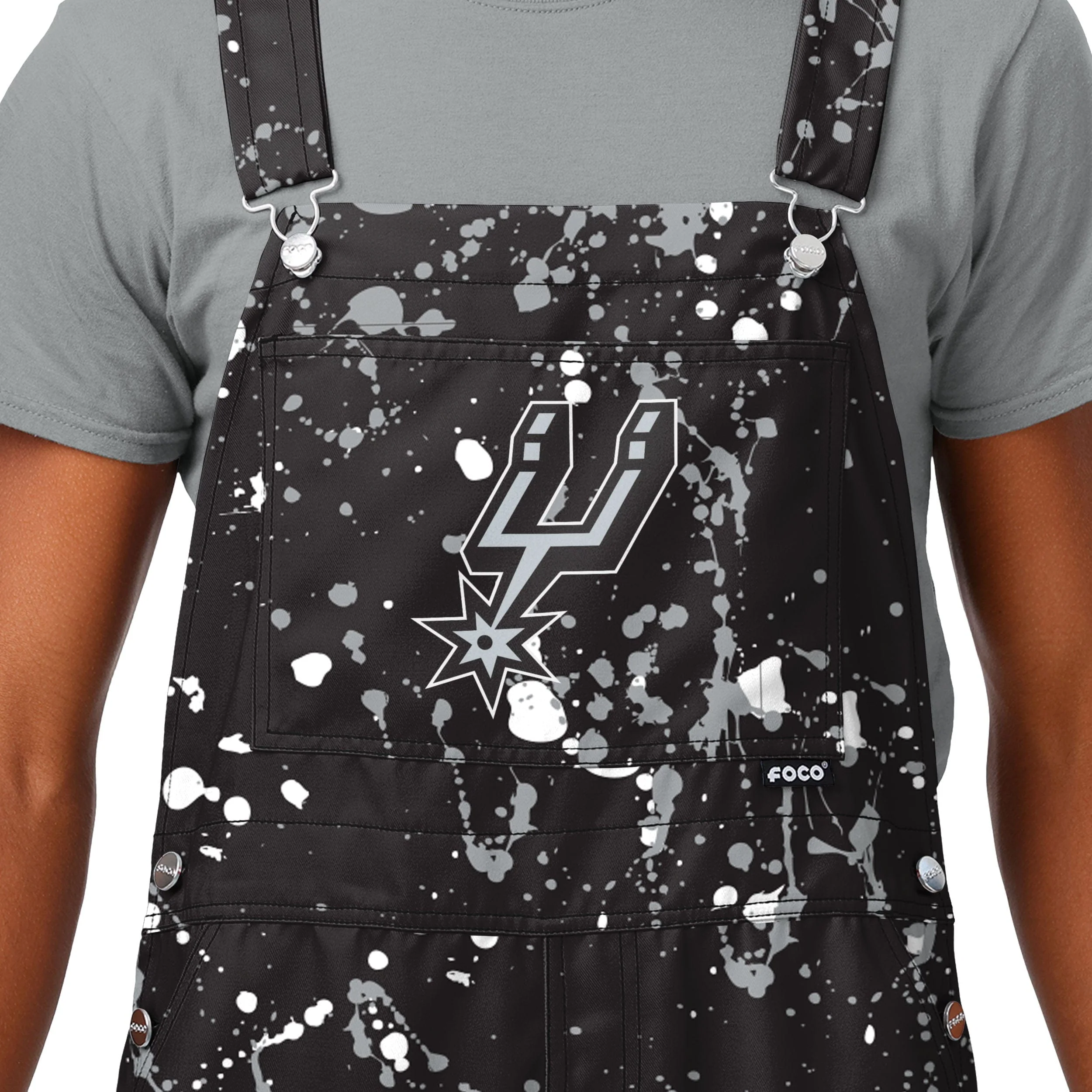 San Antonio Spurs NBA Mens Paint Splatter Bib Overalls - Image 3