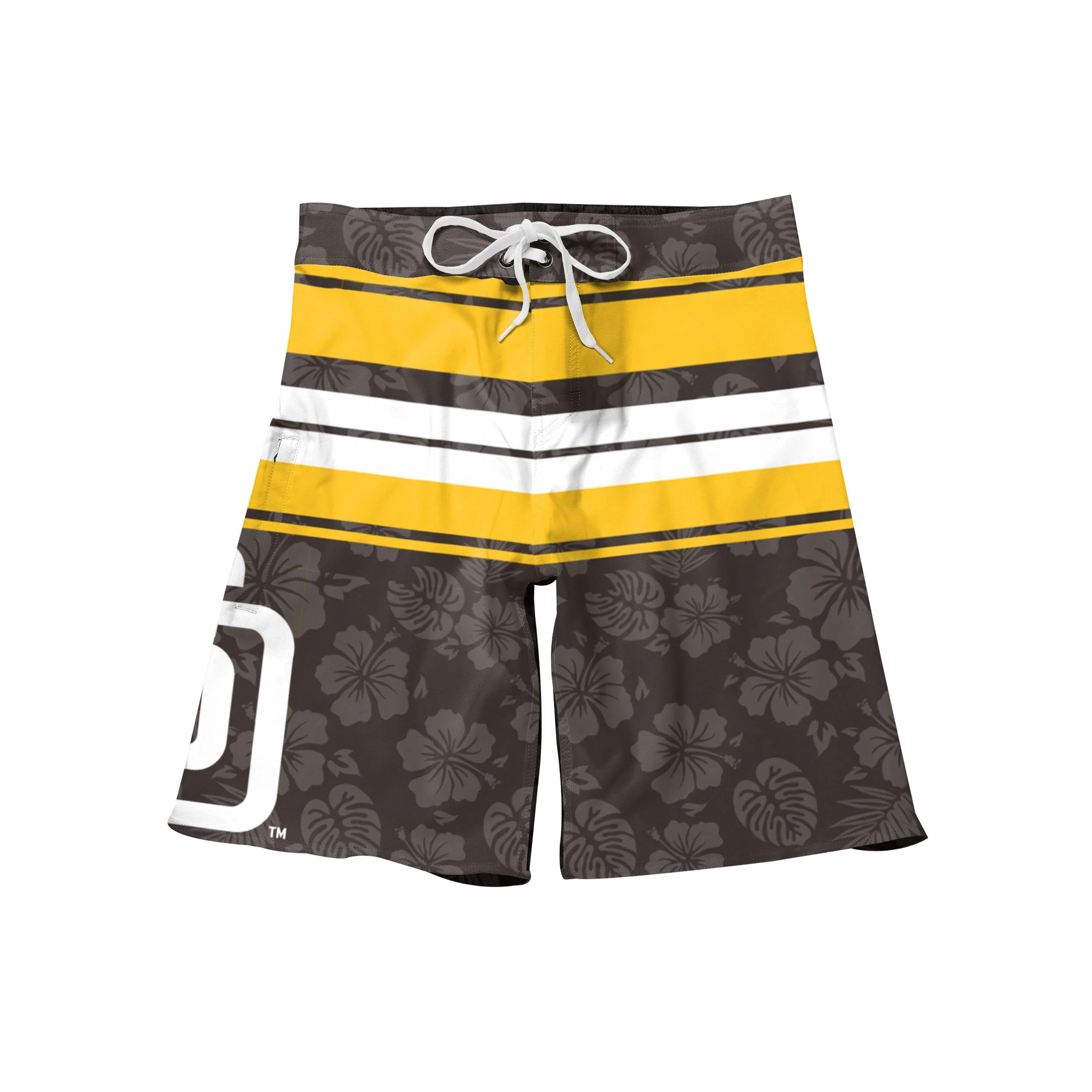 San Diego Padres MLB Mens Hibiscus Boardwalk Stripe Boardshorts - Image 4