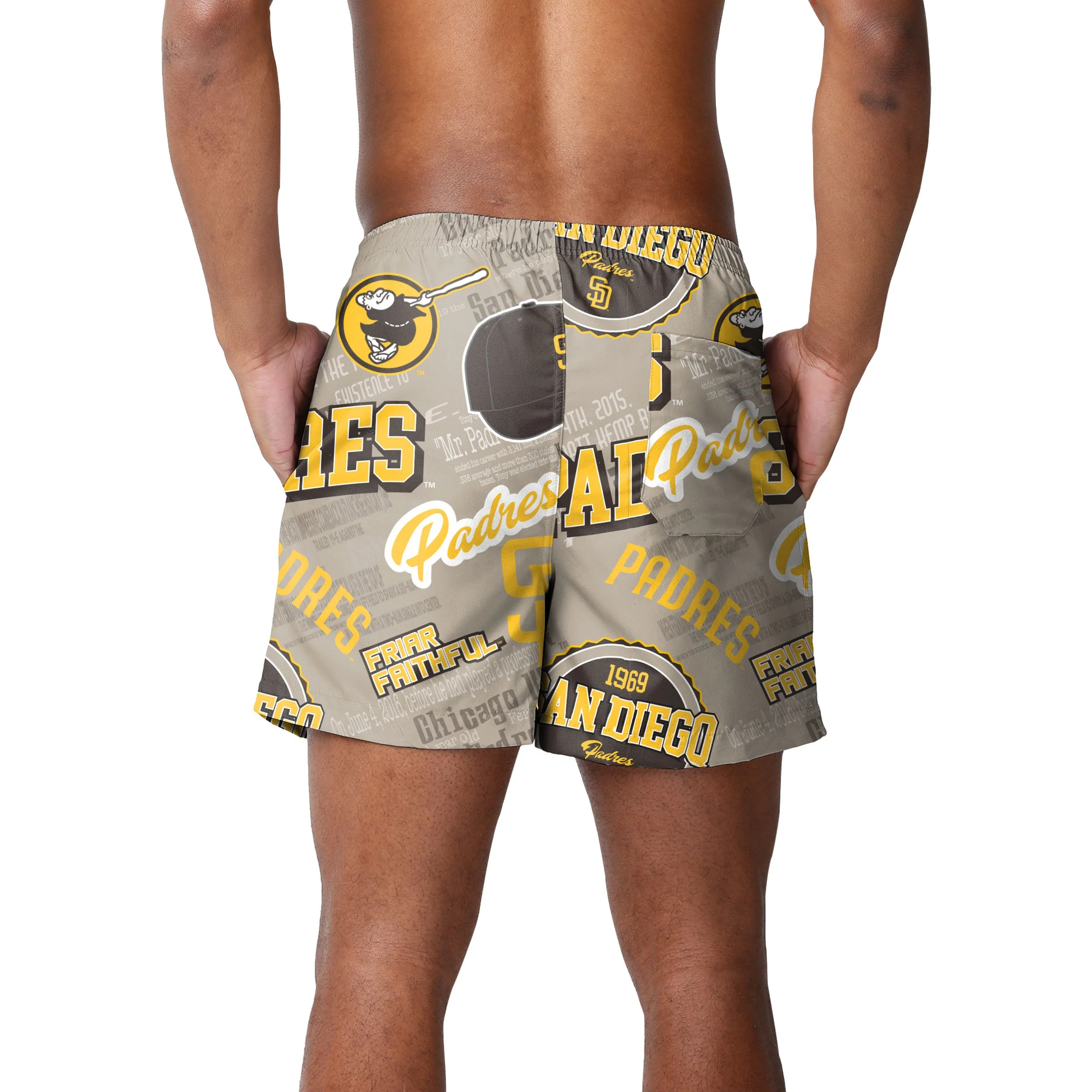San Diego Padres MLB Mens Logo Rush Swimming Trunks - Image 3