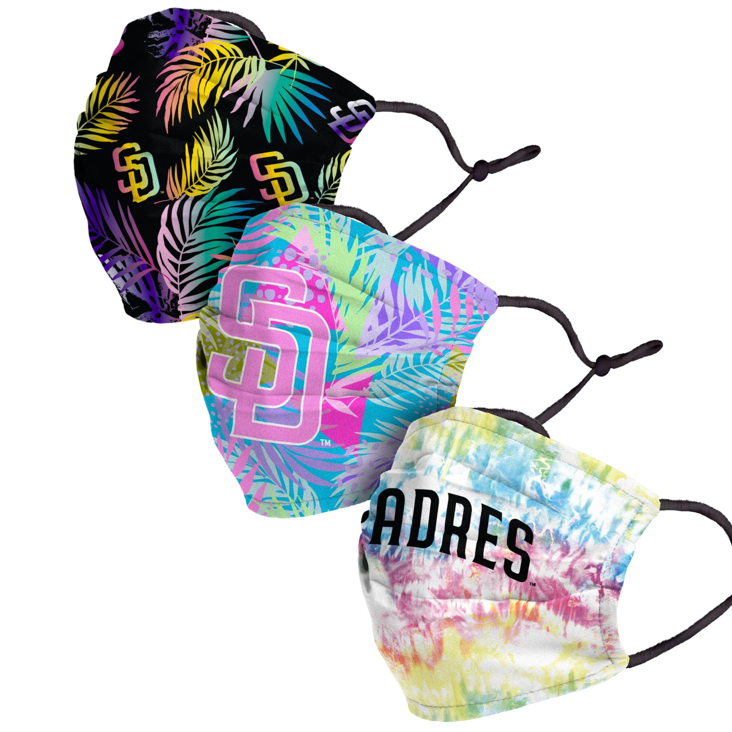 San Diego Padres MLB Neon Floral 3 Pack Face Cover - Image 2