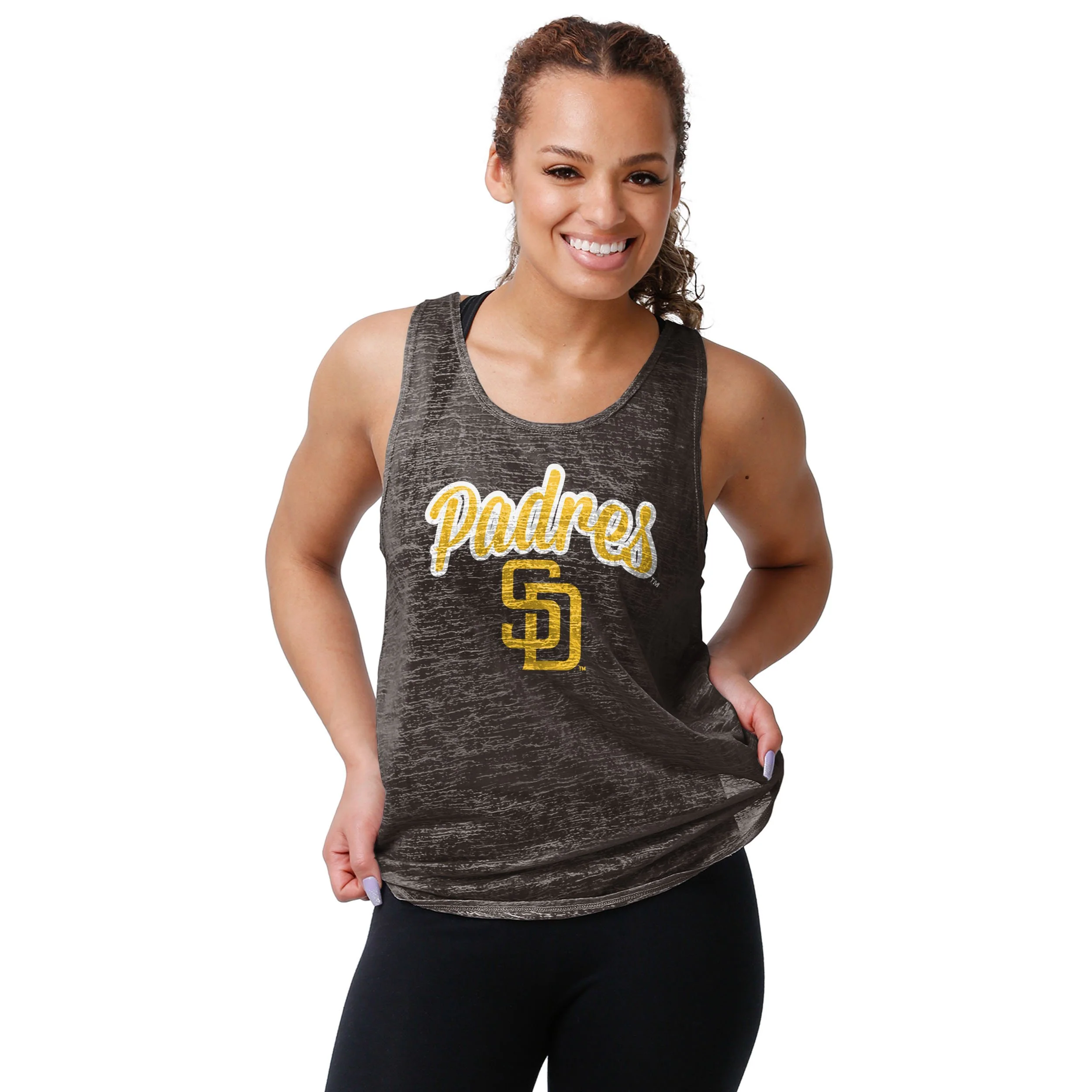 San Diego Padres MLB Womens Burn Out Sleeveless Top - Image 2