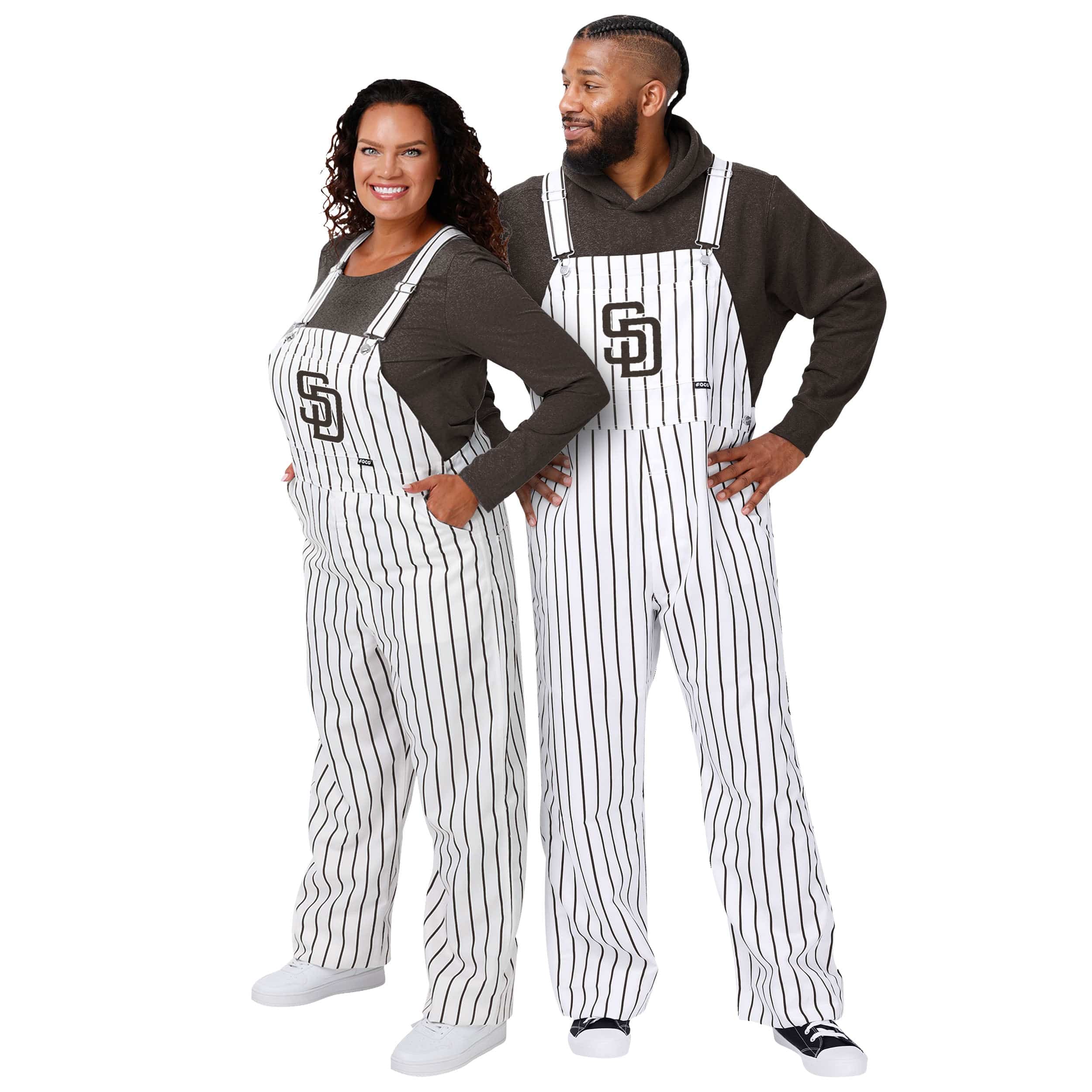San Diego Padres MLB Womens Pinstripe Bib Overalls - Image 3
