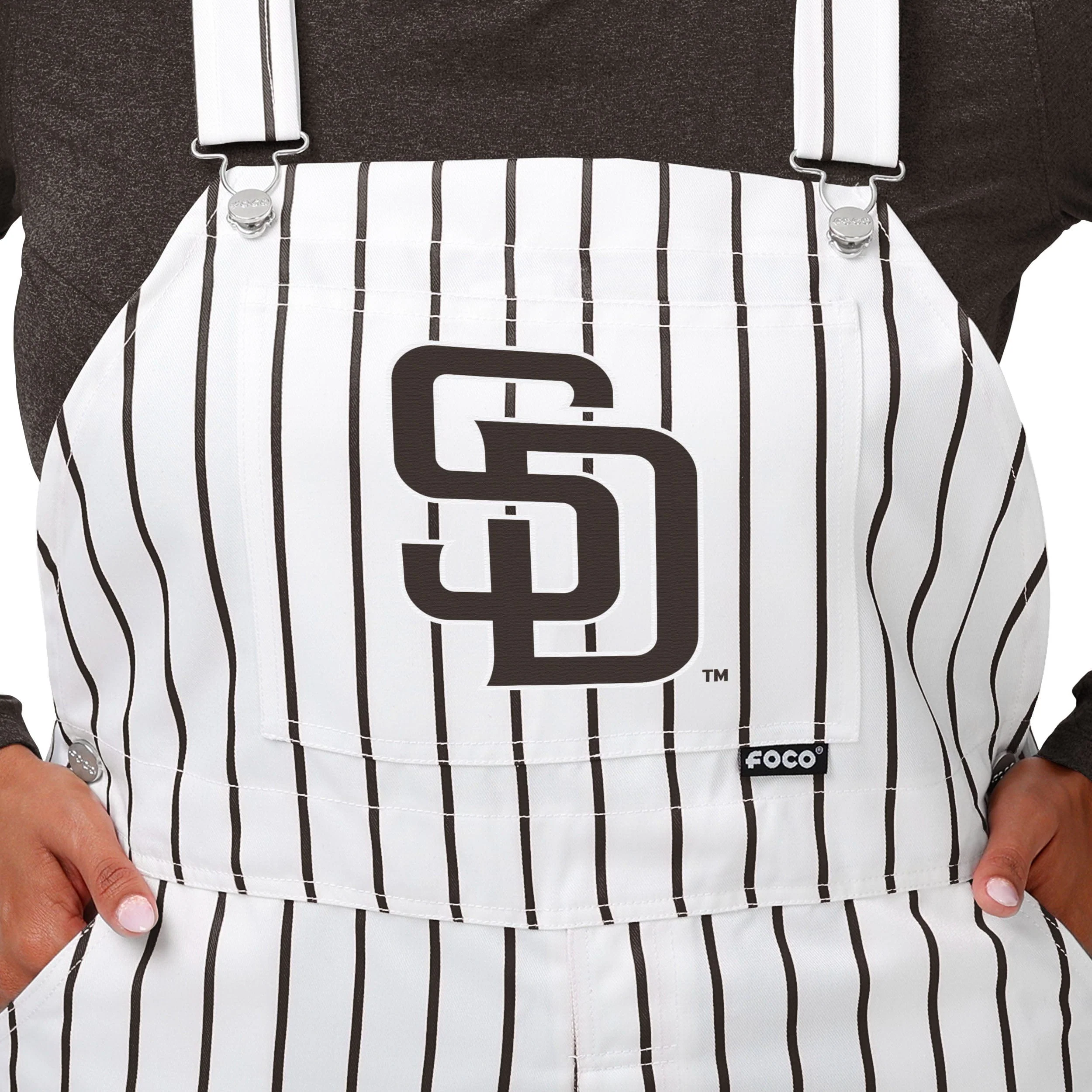 San Diego Padres MLB Womens Pinstripe Bib Overalls - Image 4