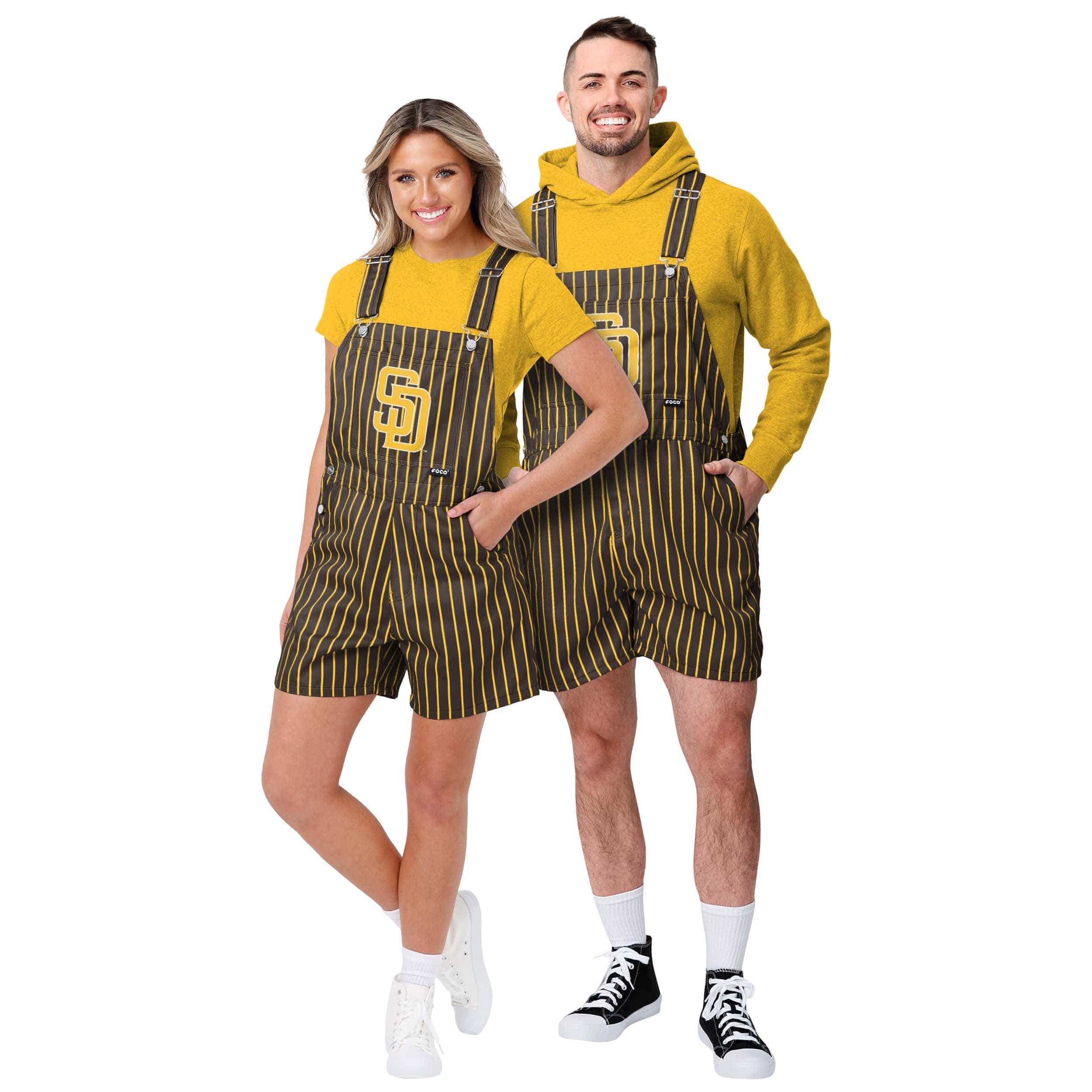 San Diego Padres MLB Womens Pinstripe Bib Shortalls - Image 3