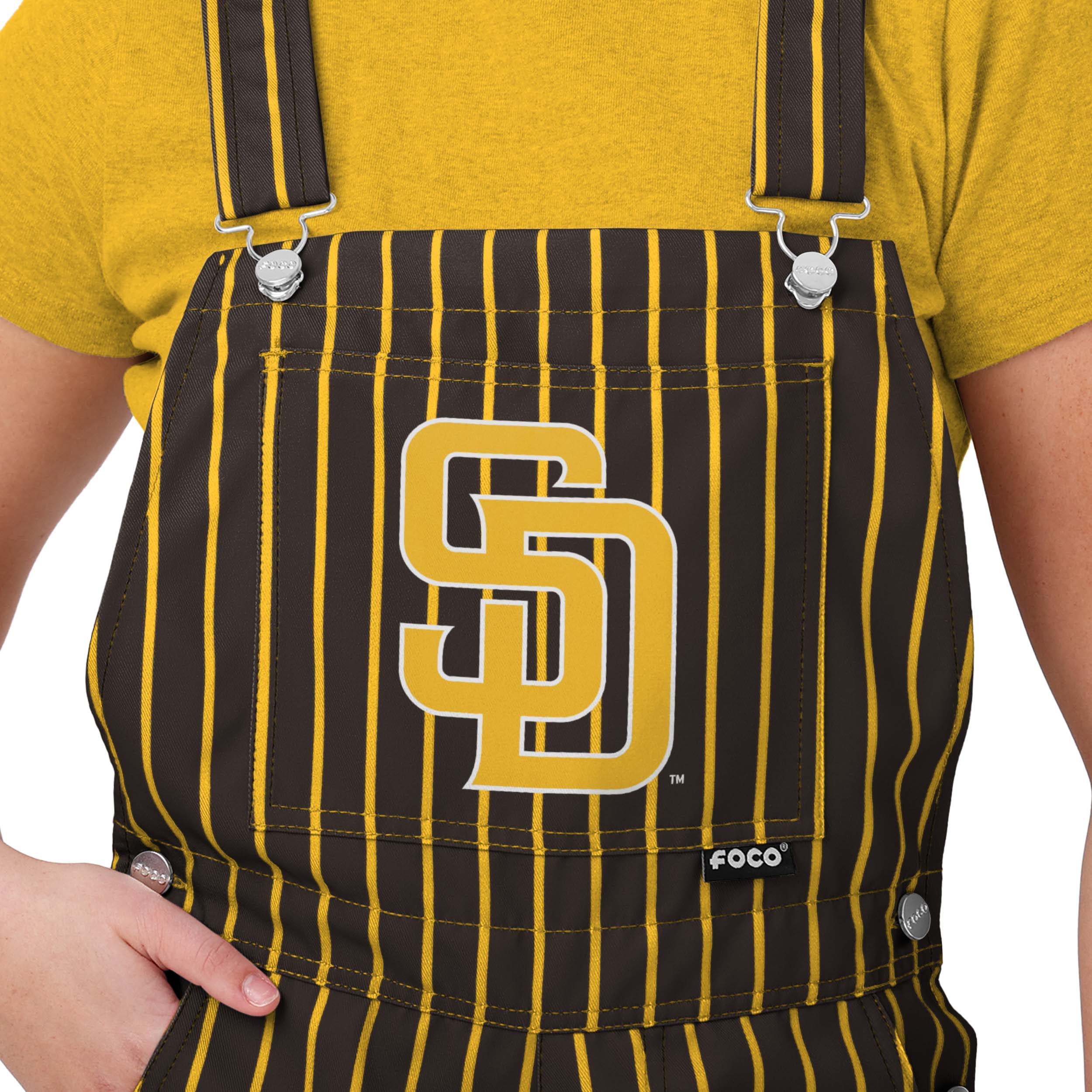 San Diego Padres MLB Womens Pinstripe Bib Shortalls - Image 4