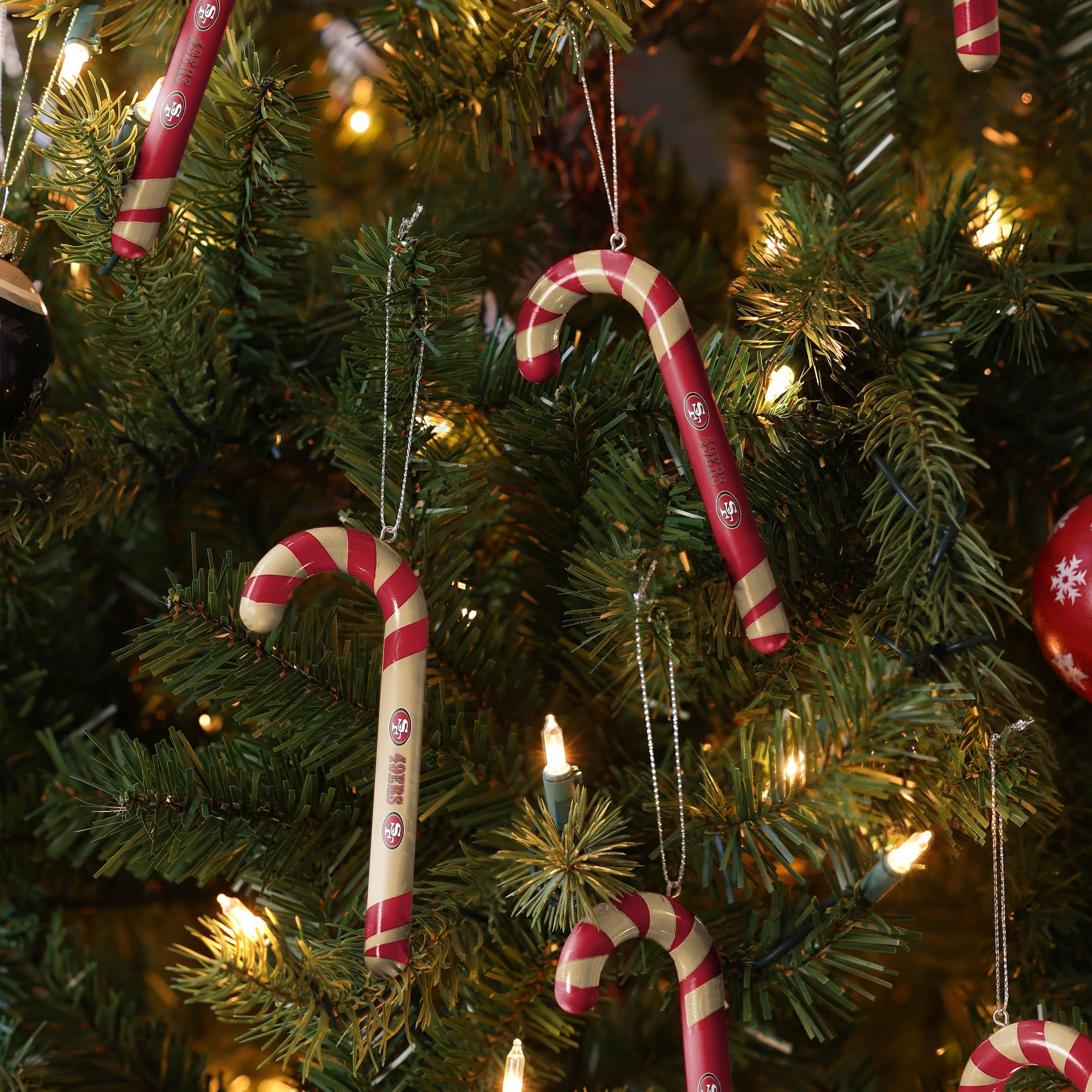 San Francisco 49ers NFL 12 Pack Candy Cane Ornament Set - Image 3