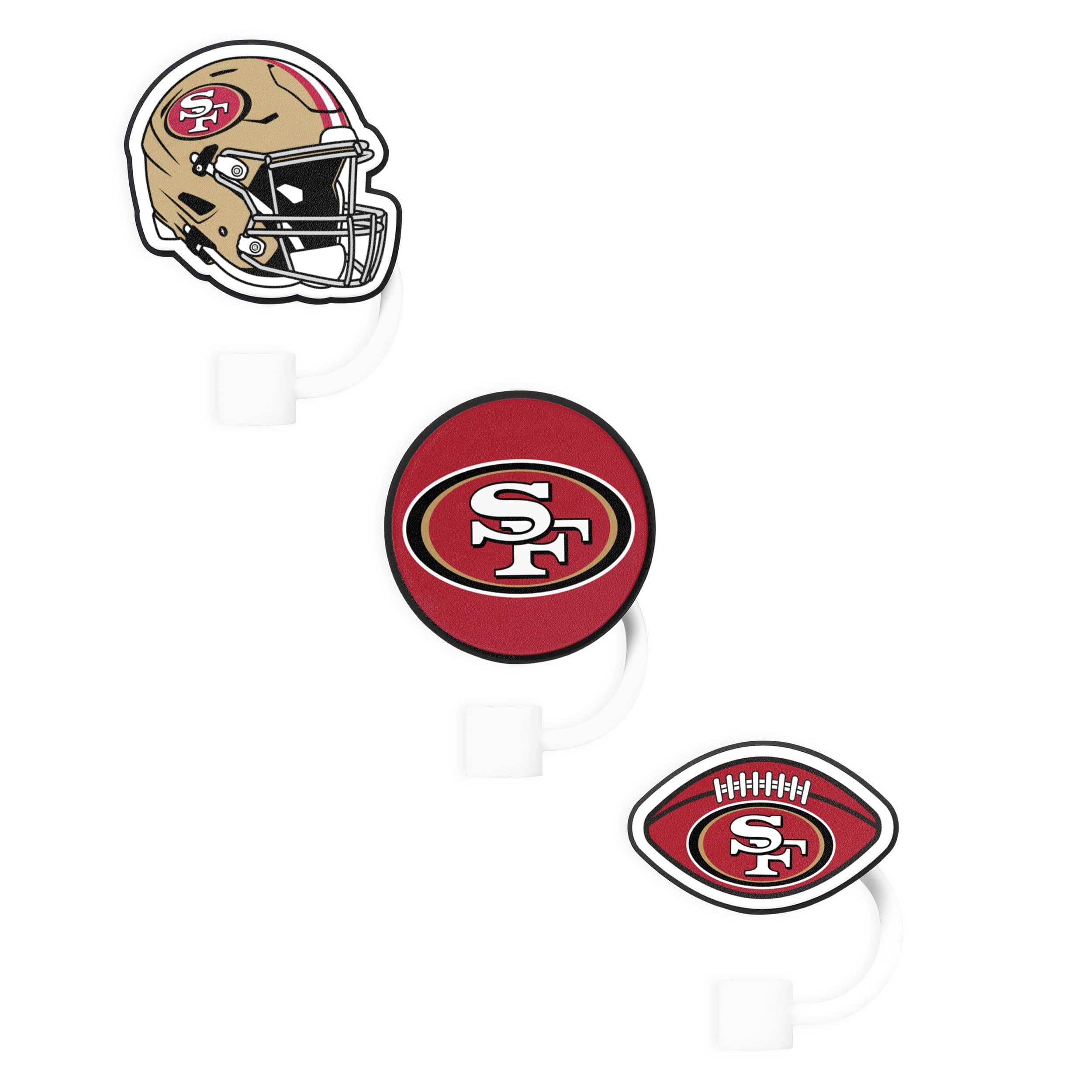 San Francisco 49ers NFL 3 Pack Primary Logo Straw Toppers - Image 3