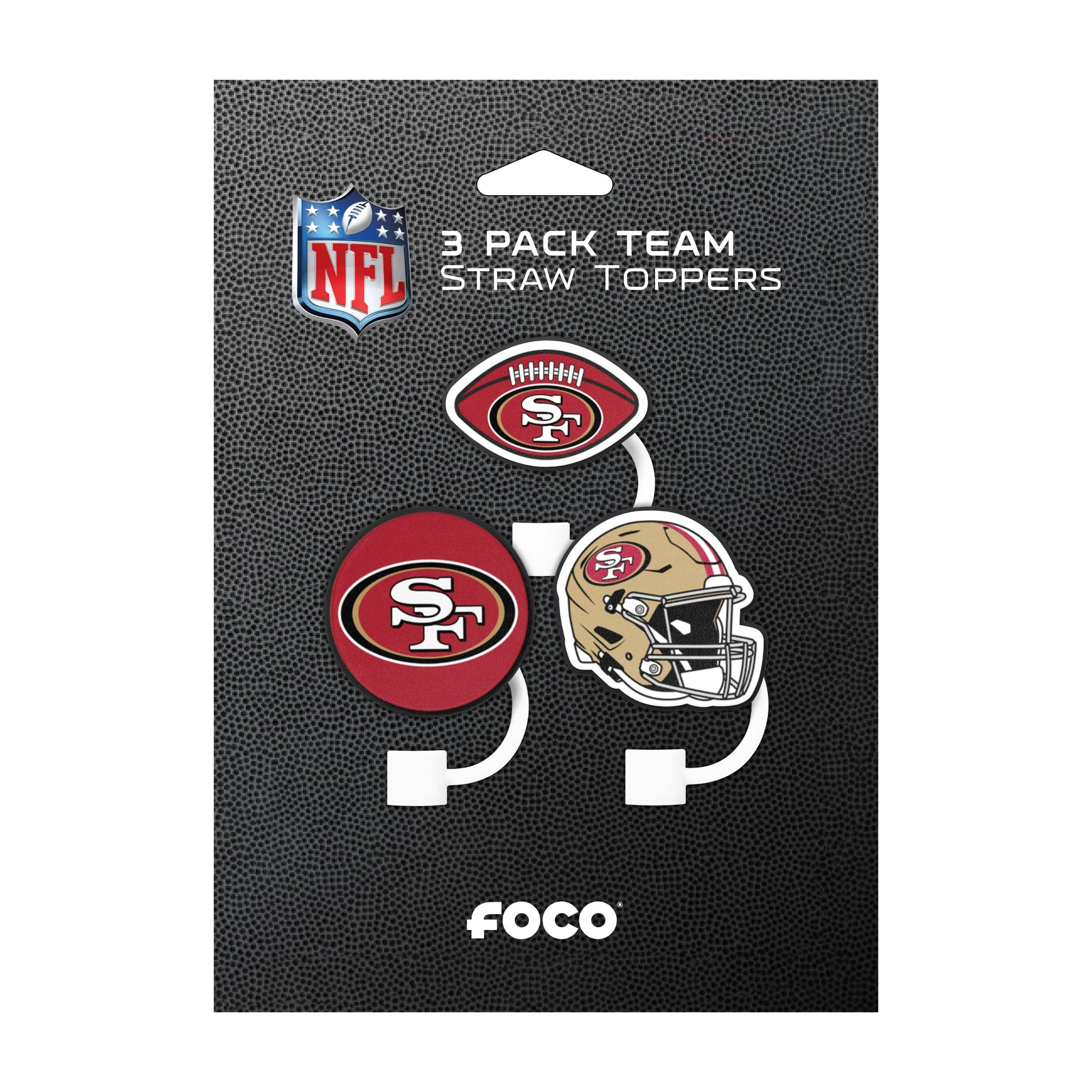 San Francisco 49ers NFL 3 Pack Primary Logo Straw Toppers - Image 6