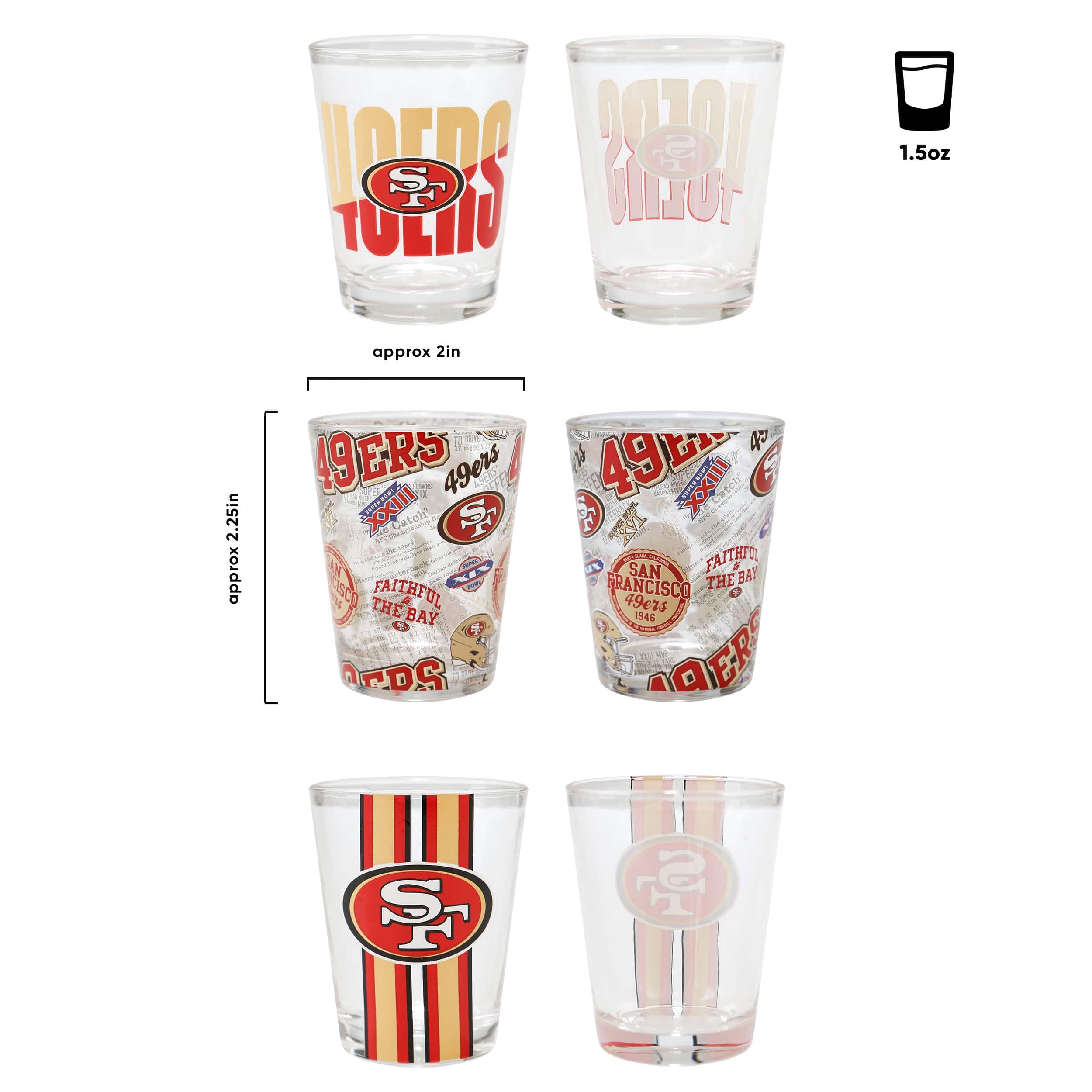 San Francisco 49ers NFL 3 Pack Shot Glass - Image 3