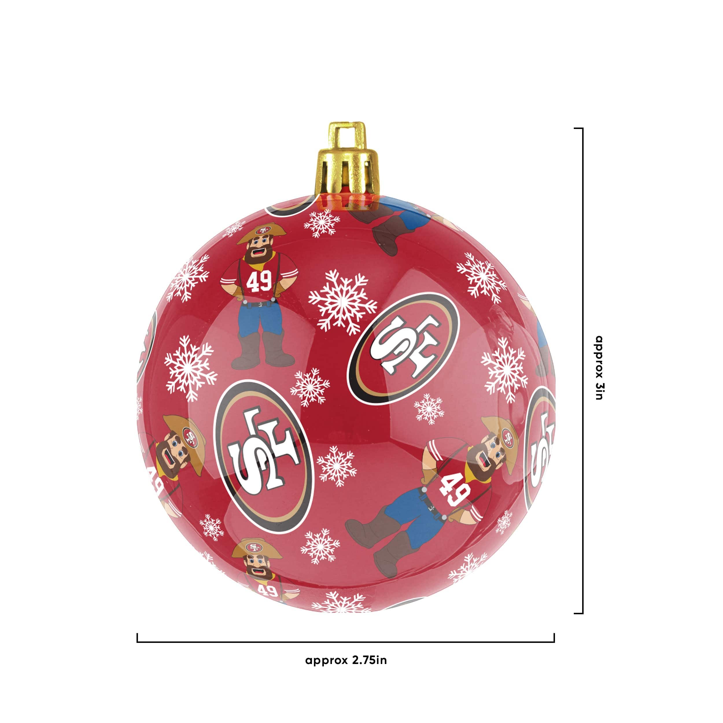 San Francisco 49ers NFL 4 Pack Ball Mascot Ornament Set - Image 3