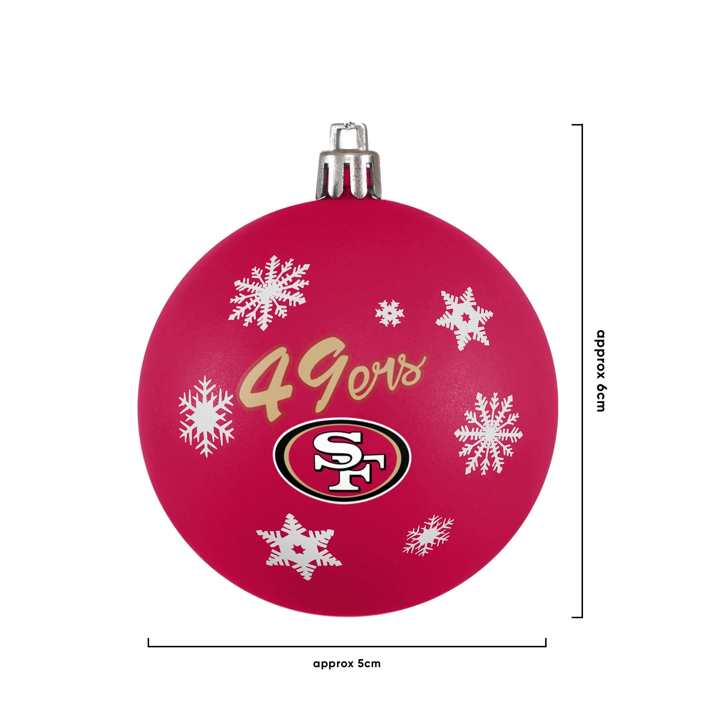 San Francisco 49ers NFL 5 Pack Shatterproof Ball Ornament Set - Image 3