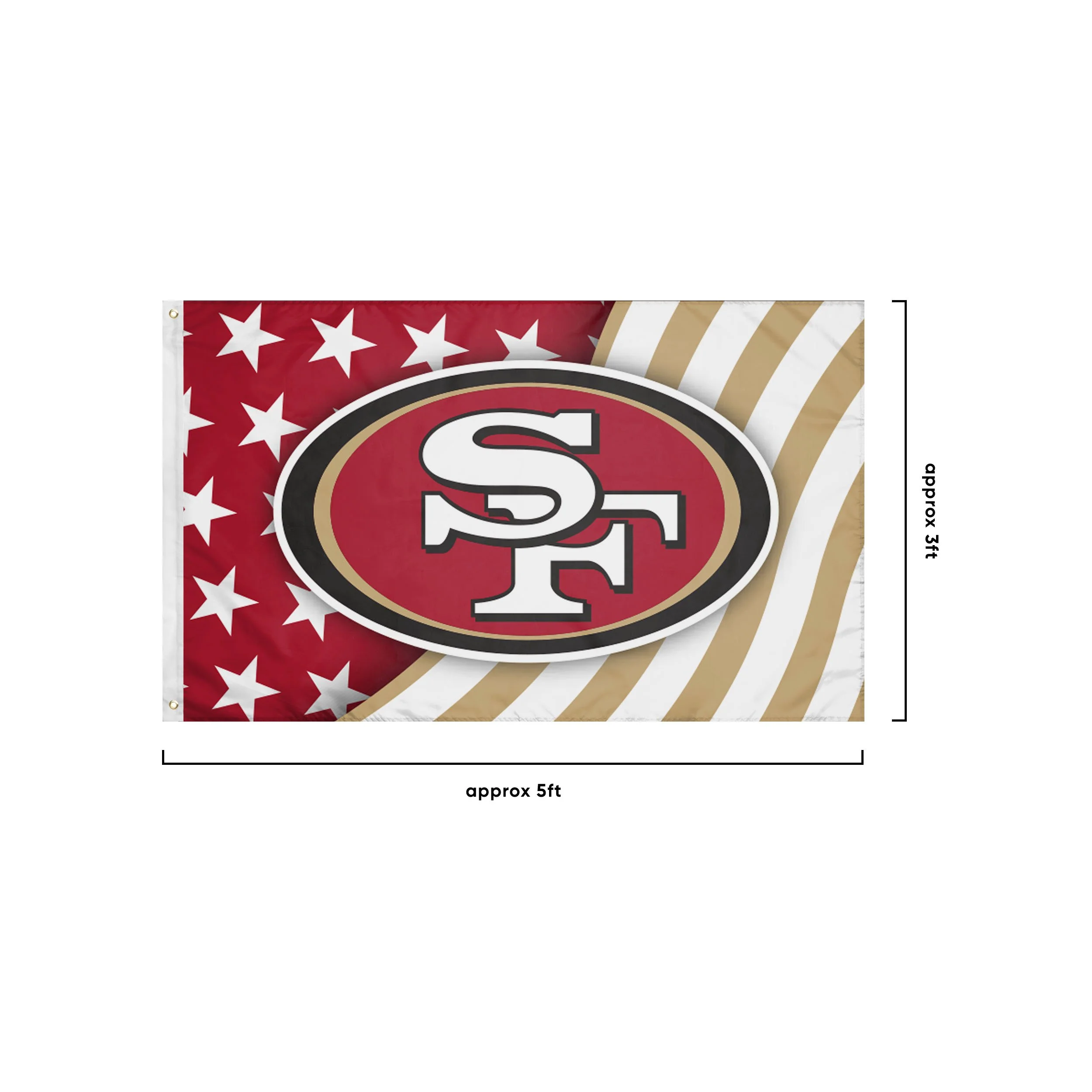 San Francisco 49ers NFL Americana Horizontal Flag - Image 3