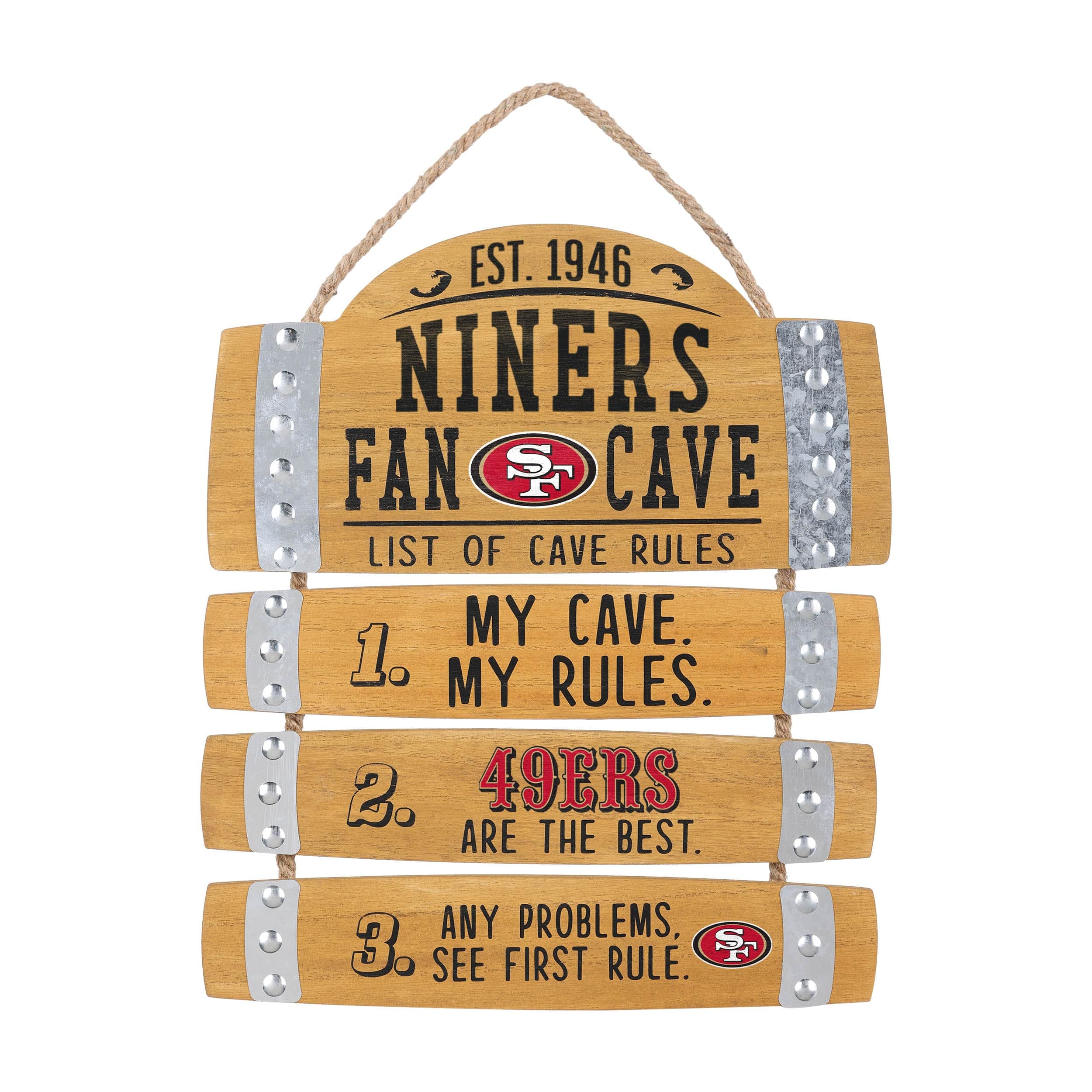 San Francisco 49ers NFL Barrel Slat Mancave Sign