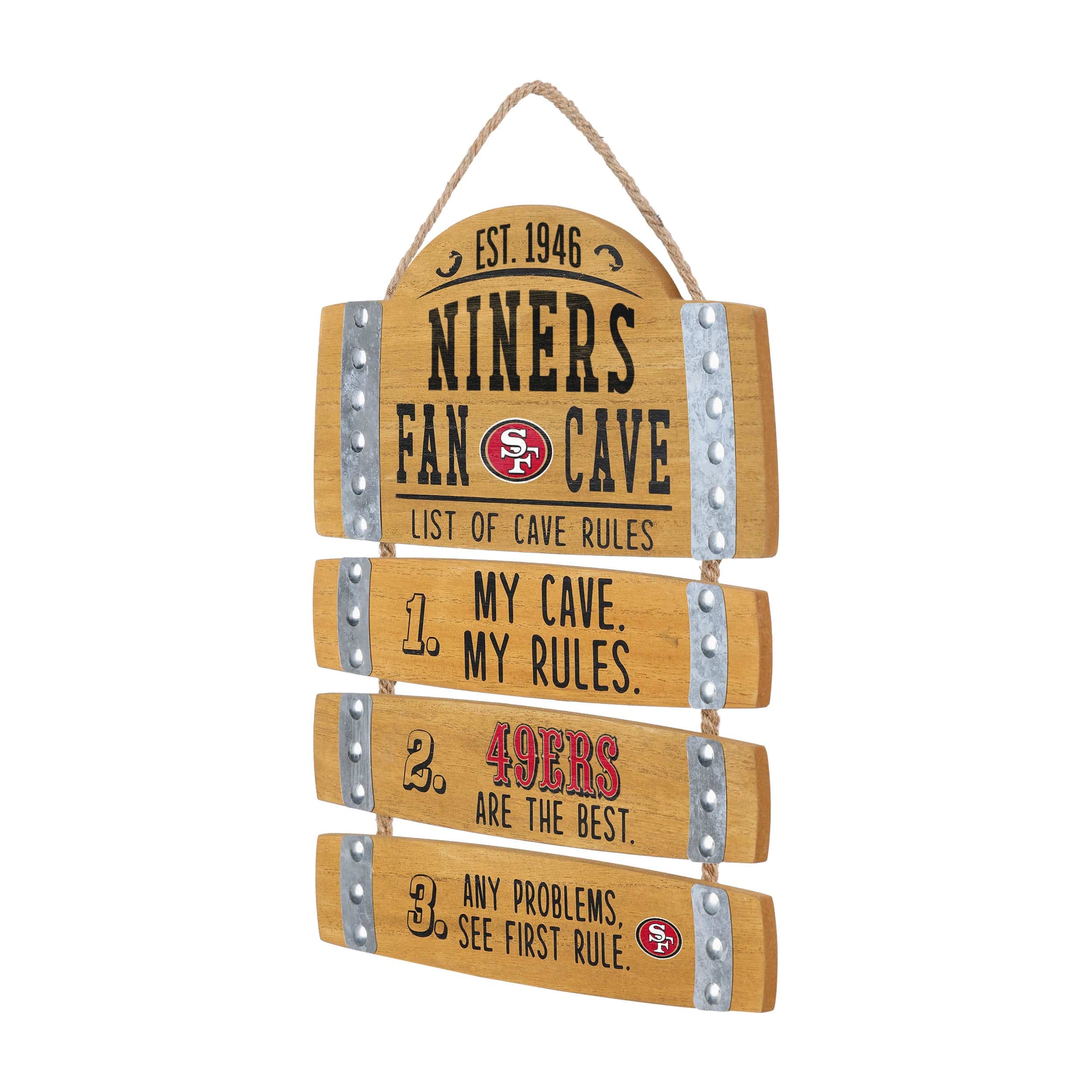 San Francisco 49ers NFL Barrel Slat Mancave Sign - Image 2