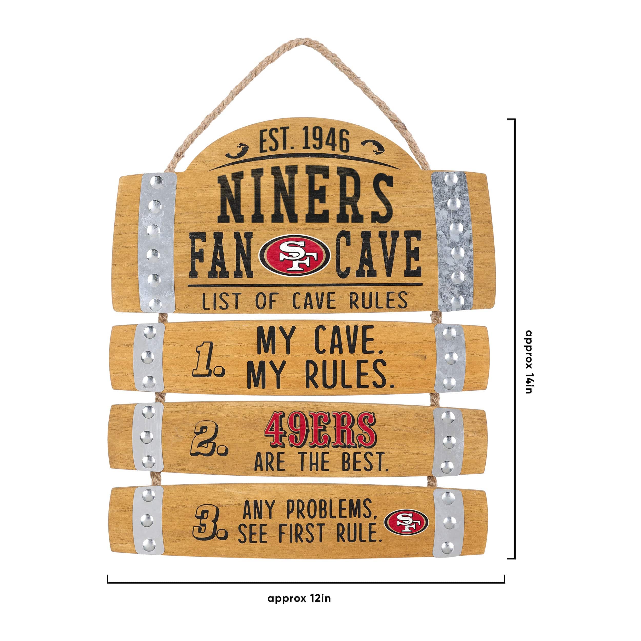 San Francisco 49ers NFL Barrel Slat Mancave Sign - Image 3