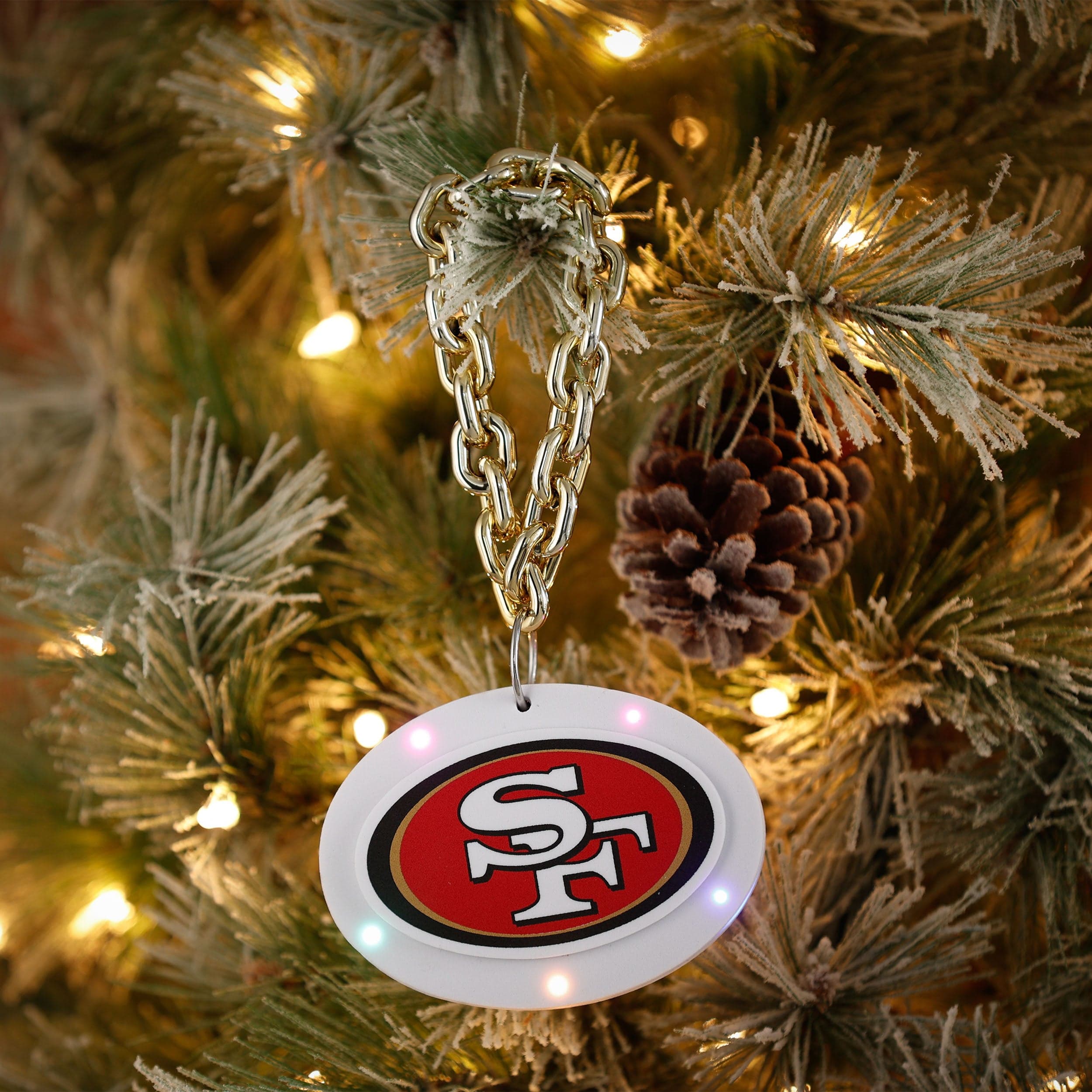 San Francisco 49ers NFL Big Logo Light Up Chain Ornament - Image 3