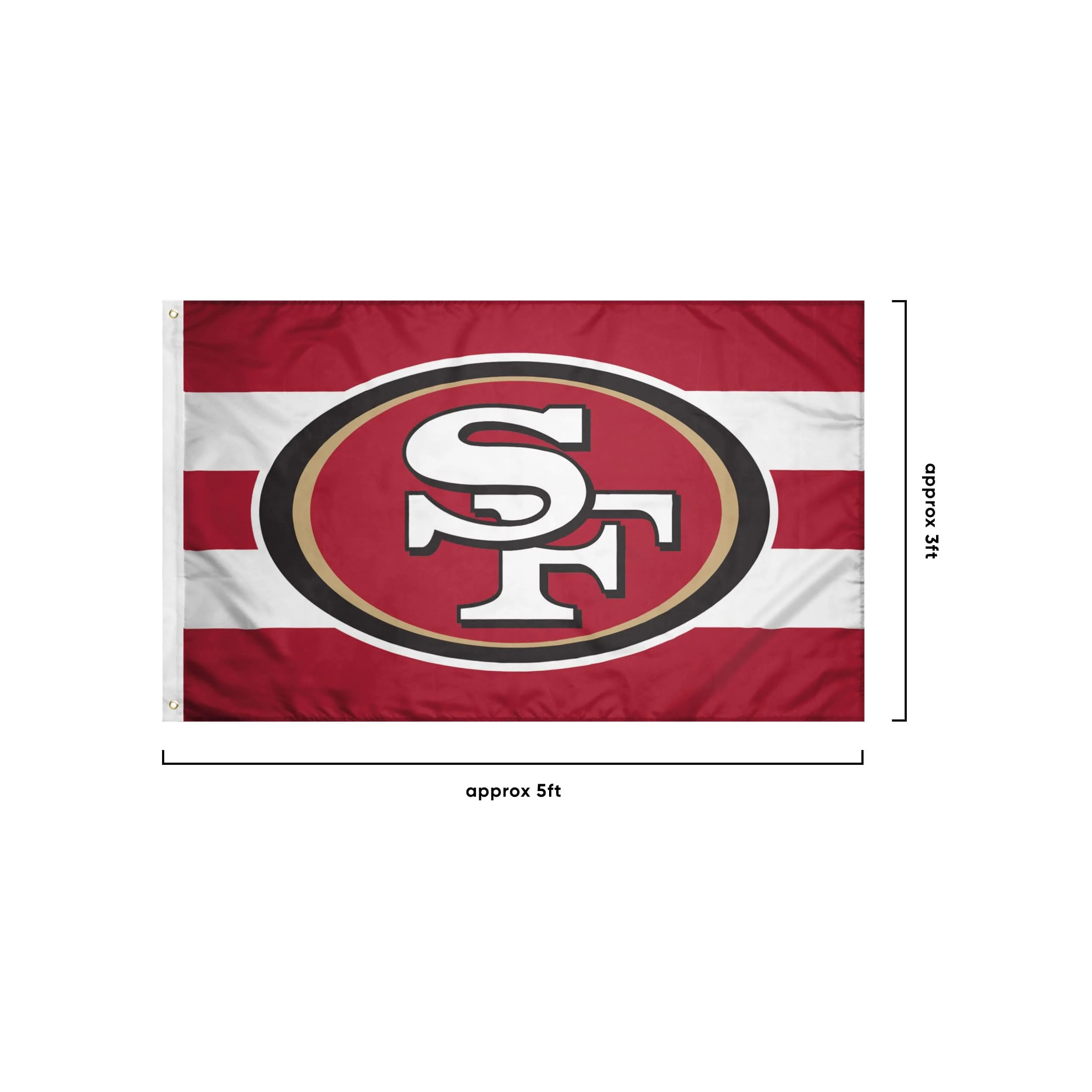 San Francisco 49ers NFL Big Logo Team Stripe Horizontal Flag - Image 3