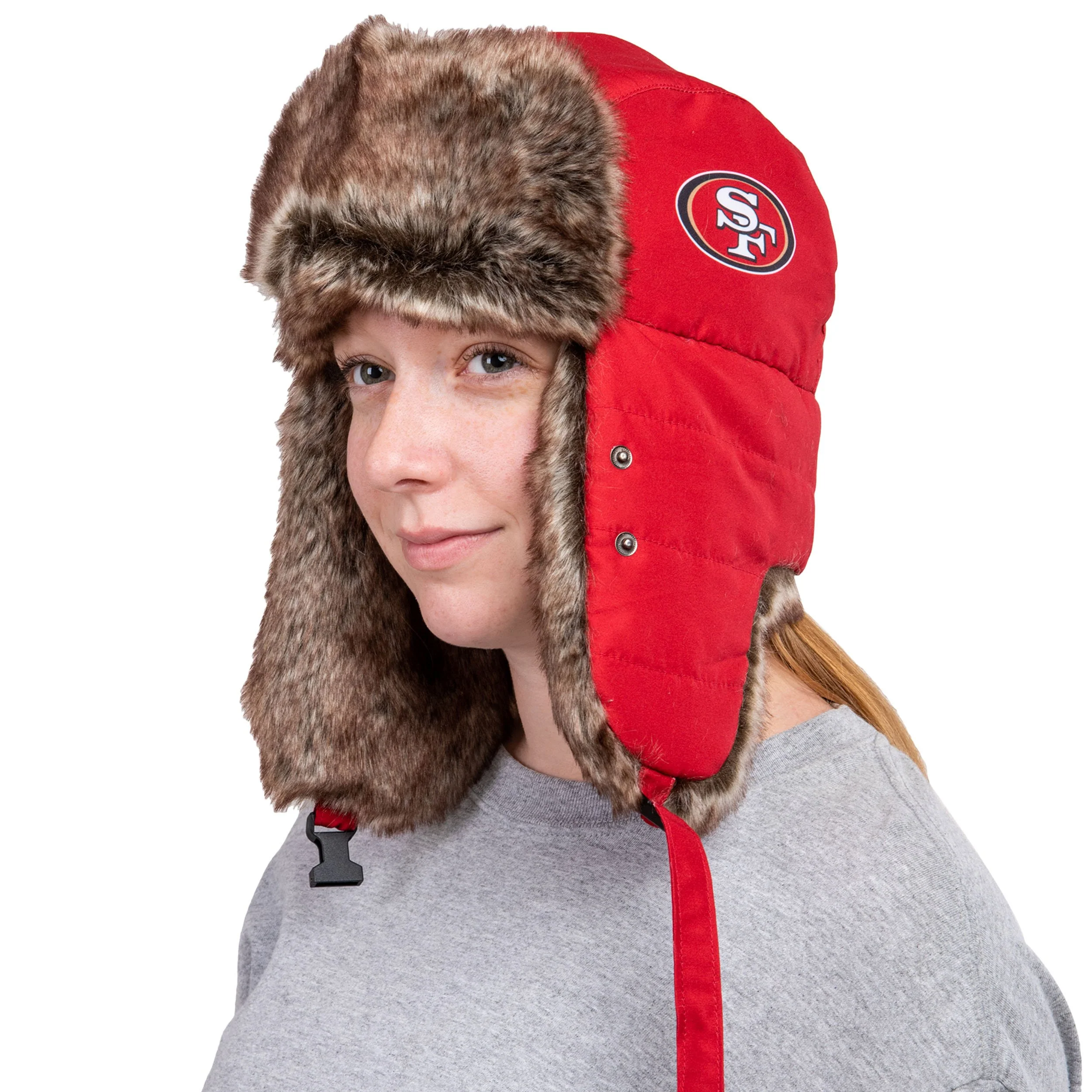 San Francisco 49ers NFL Big Logo Trapper Hat With Face Cover - Image 3