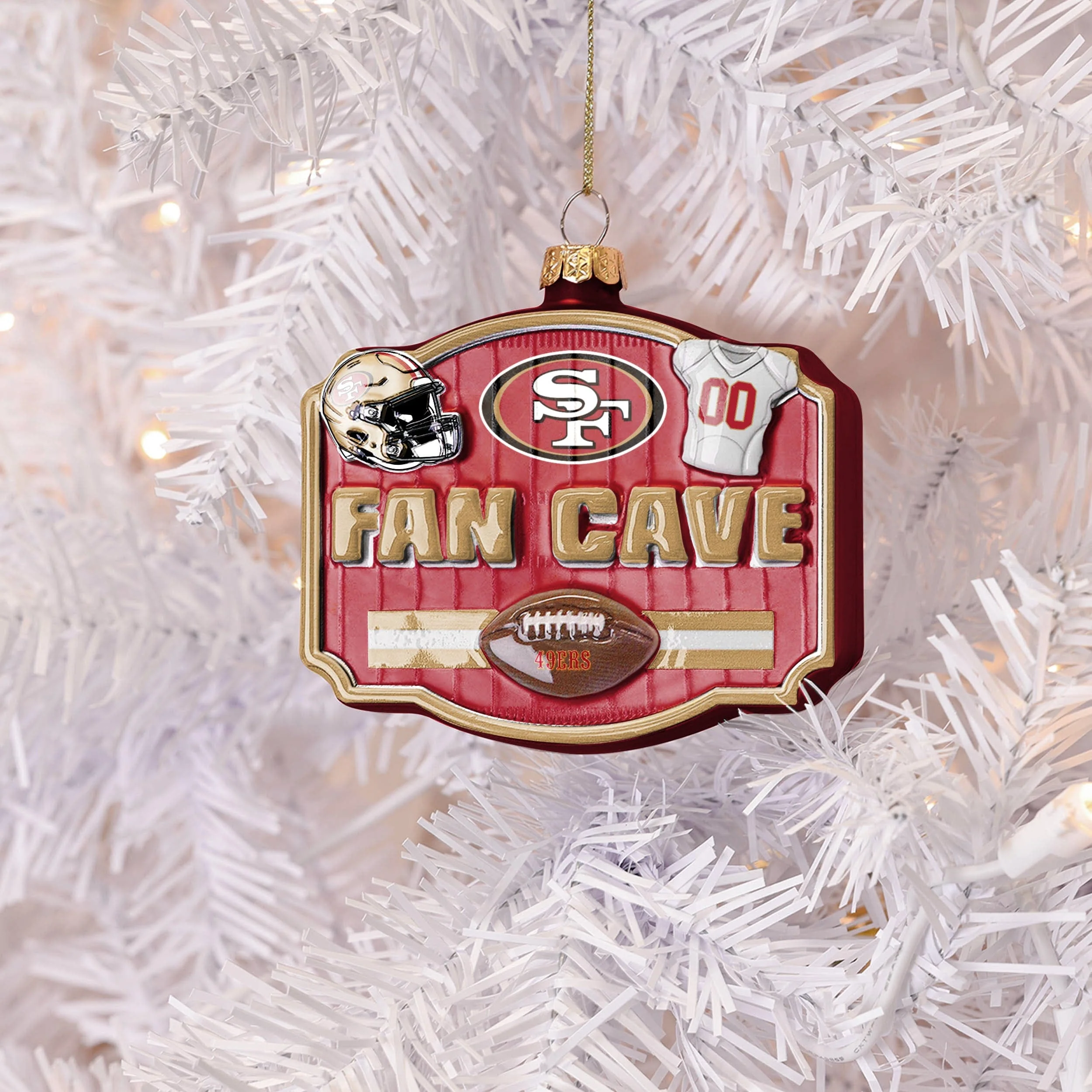 San Francisco 49ers NFL Blown Glass Fan Cave Ornament - Image 3
