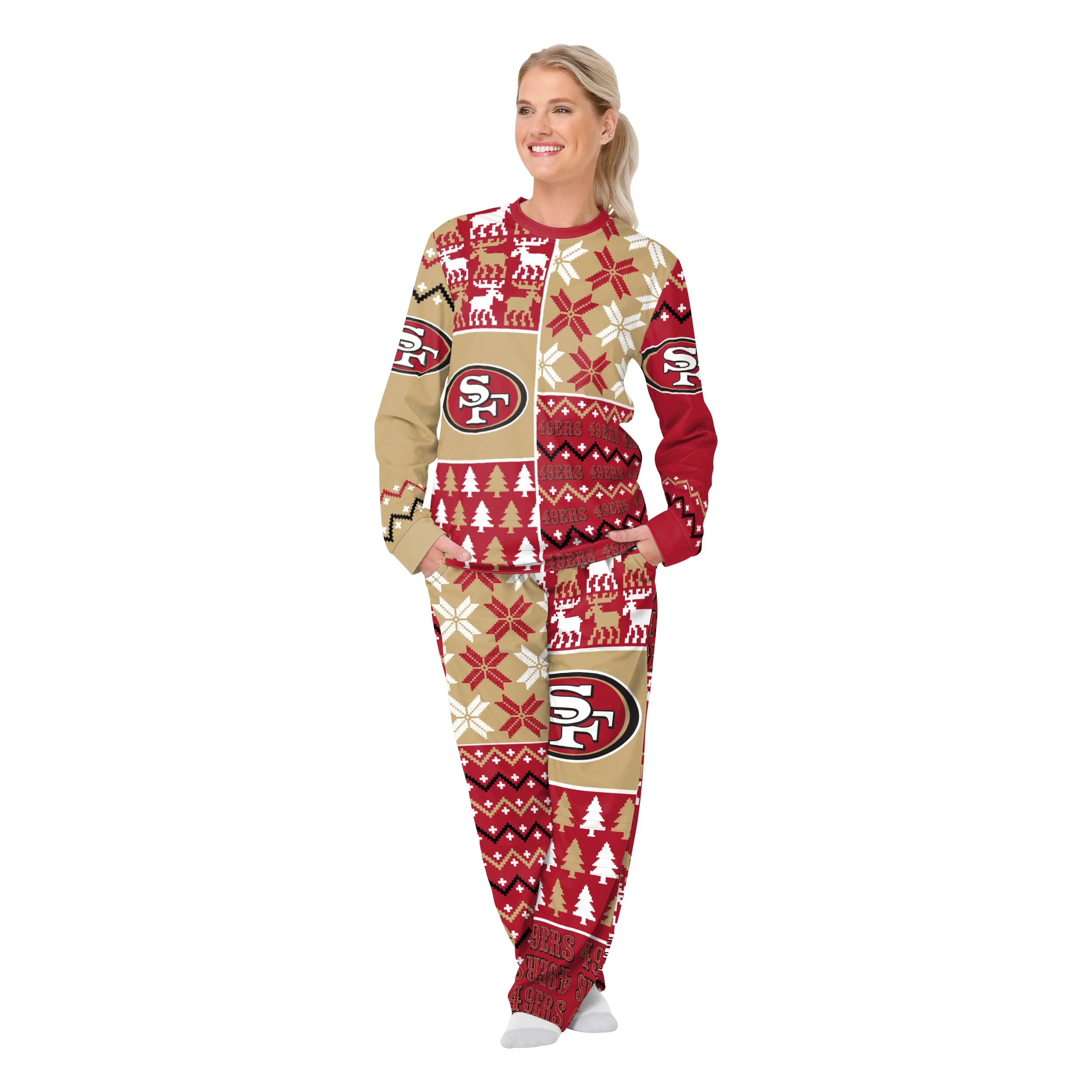 San Francisco 49ers NFL Busy Block Family Holiday Pajamas - Image 5