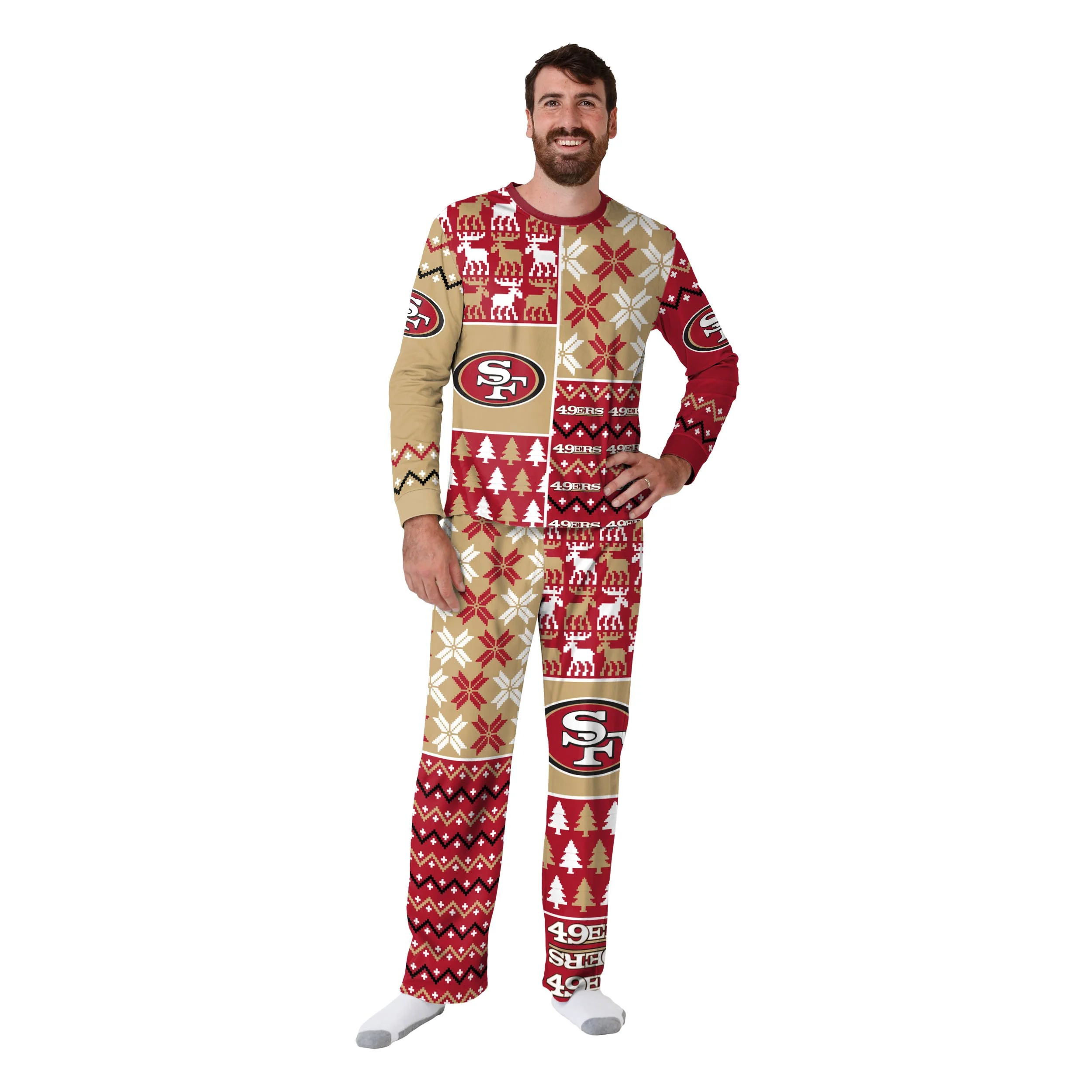 San Francisco 49ers NFL Busy Block Family Holiday Pajamas - Image 6