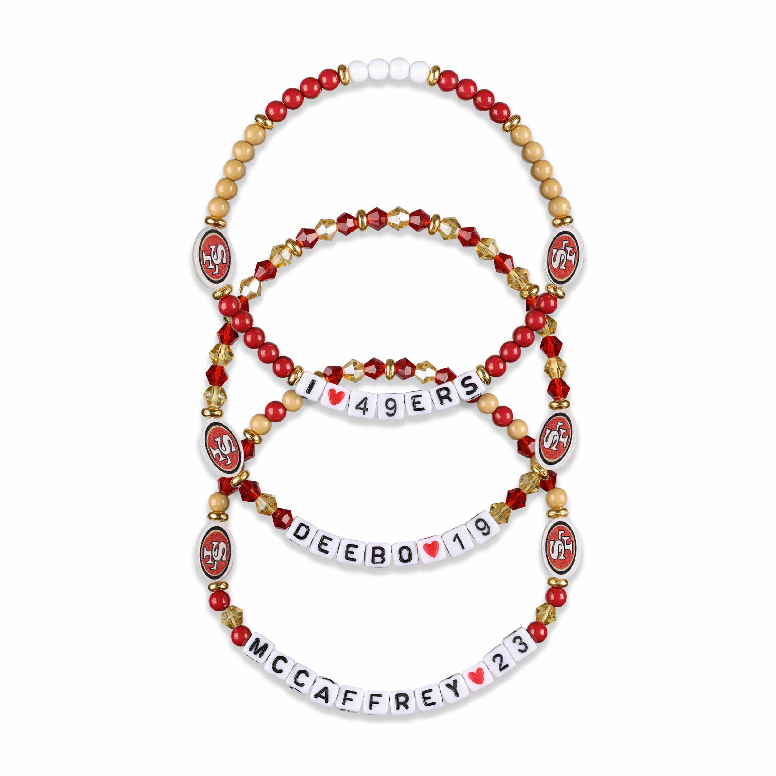 San Francisco 49ers NFL Deebo Samuel & Christian McCaffrey 3 Pack Player Friendship Bracelet